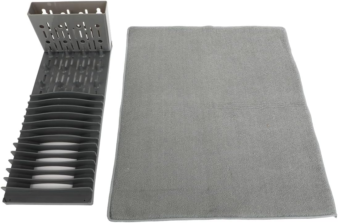 19" x 15.5" Premium Microfiber Kitchen Counter Mat with Collapsible Rack Absorbent Dish Drying Mat for Sink Dishes Utensils Pots and Pans