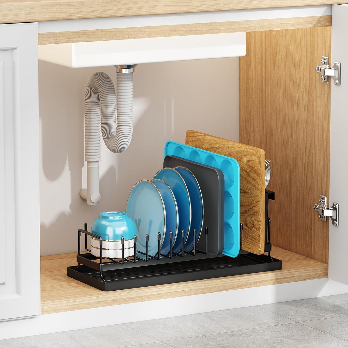 Small Dish Drying Rack - Compact Dish Rack for Kitchen Counter with Silicone Dish Drying Mat