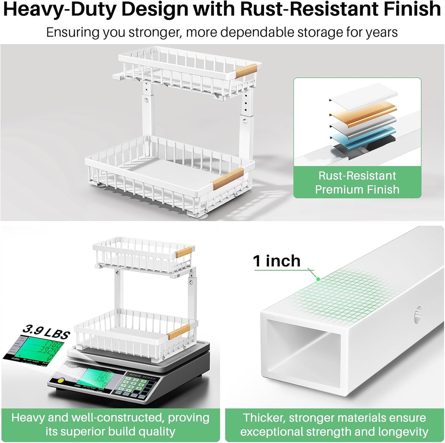 Under Sink Organizer, 2 Tier Under the Sink Storage, Slide out Pull out Cabinet Organizer Shelf