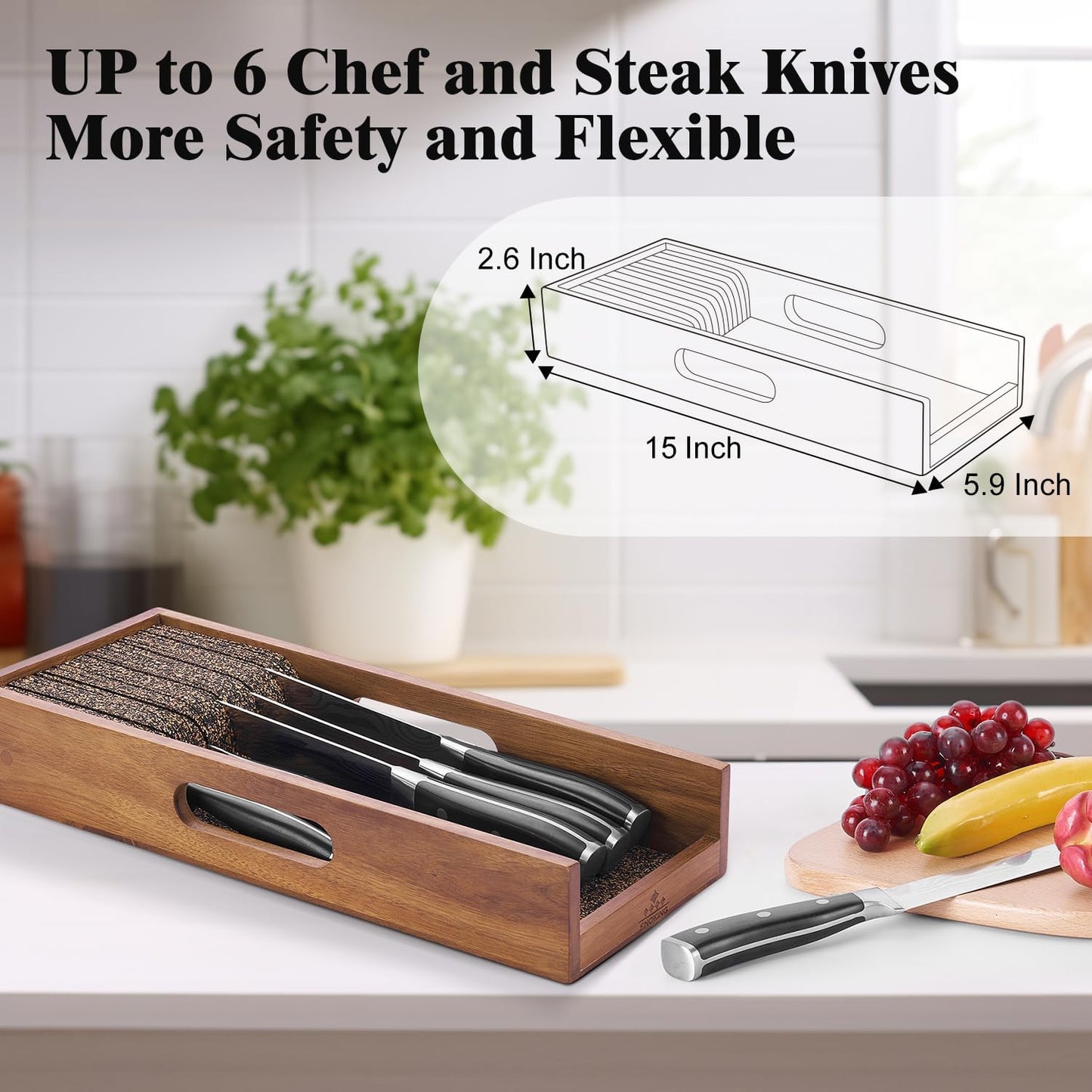 Knife Drawer Organizer Insert, In Drawer Knife Block