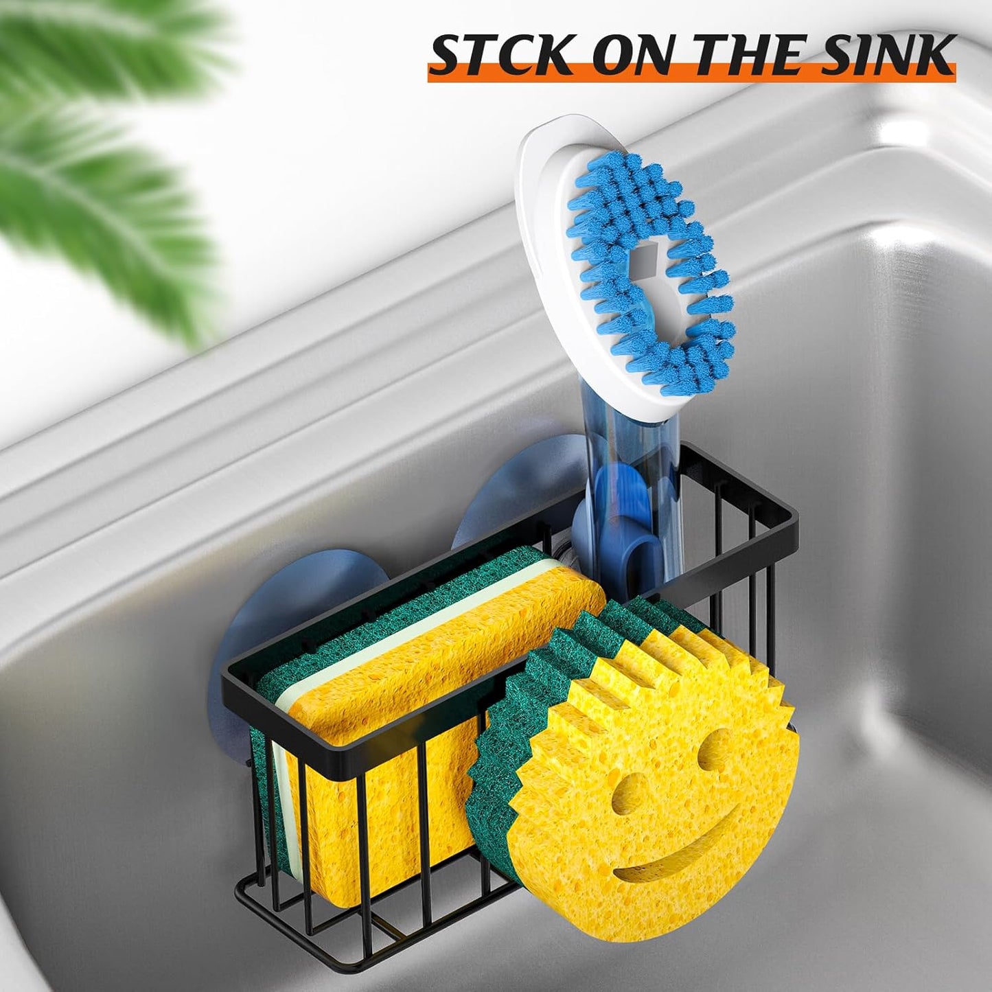 Sponge Holder Smiley Face, Sink Caddy for kitchen Sink