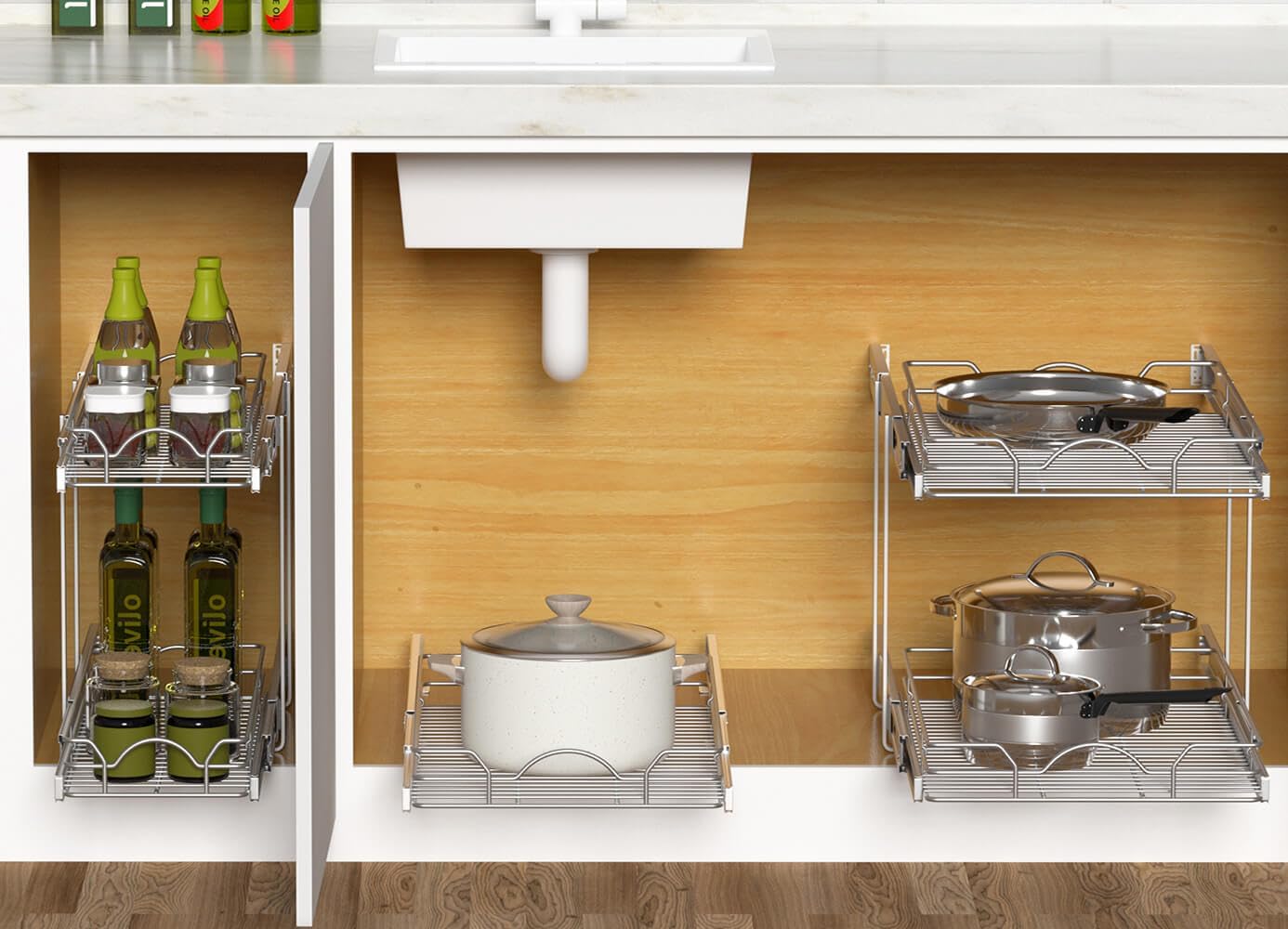 Pull Out Cabinet Organizer (17.75" W x 17" D), Pull Out Drawers