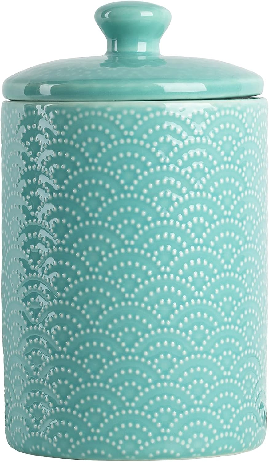 Embossed Ceramic Kitchen Canister Set, Set of 3, Tide Blue
