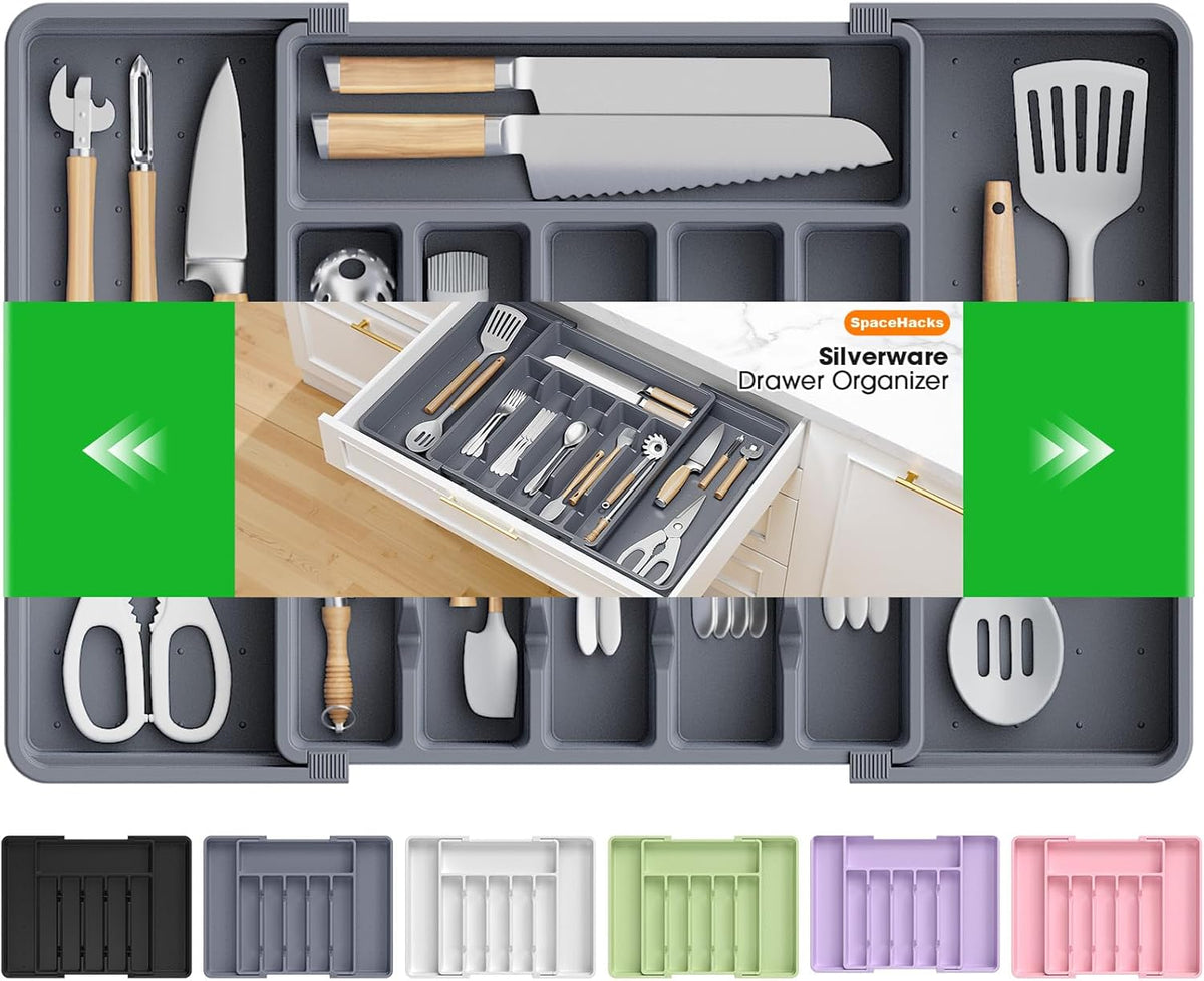 SpaceHacks Silverware Organizer,Adjustable & Expandable Draw