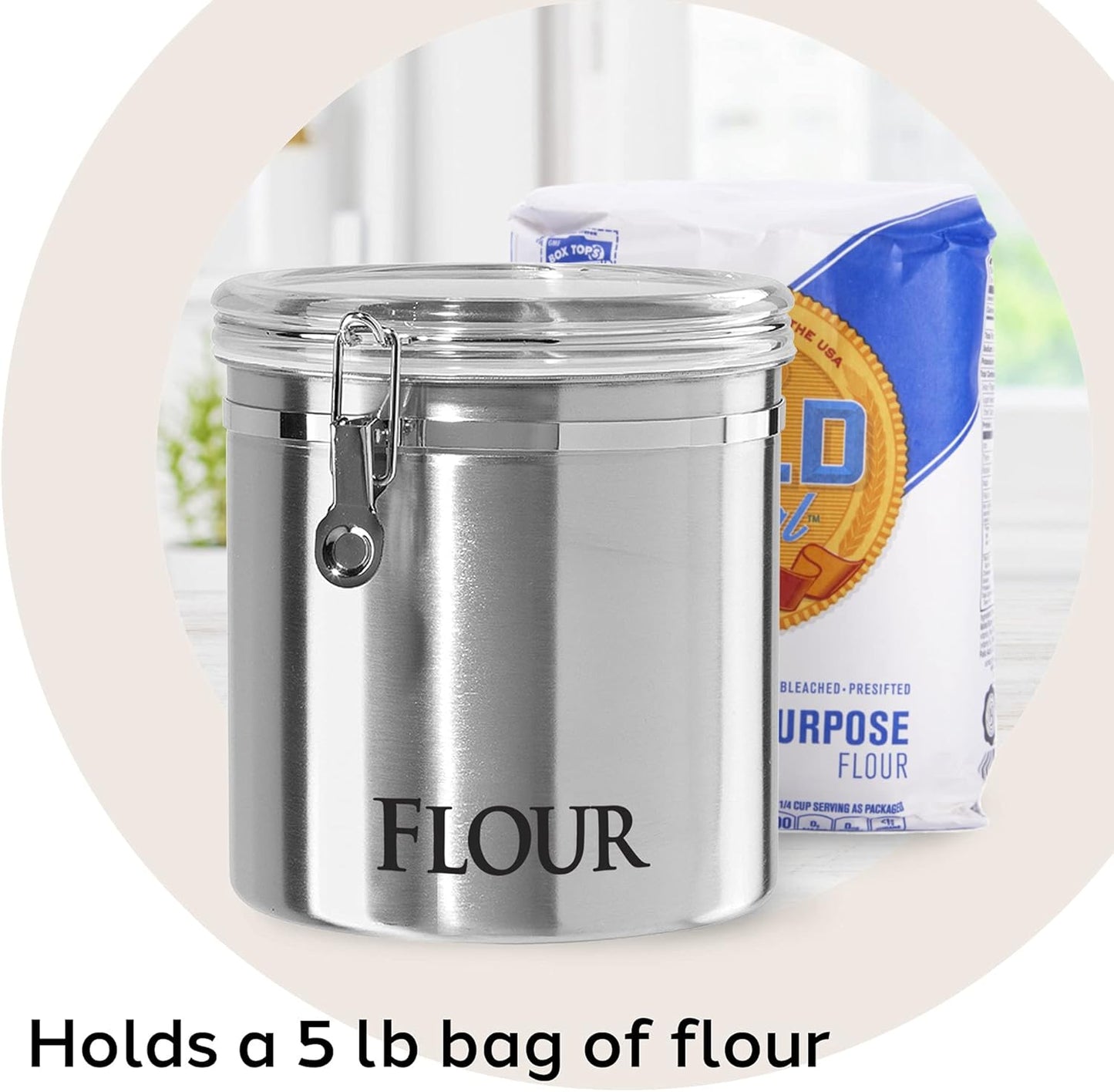 Jumbo 8" Stainless Steel Flour Clamp Canister