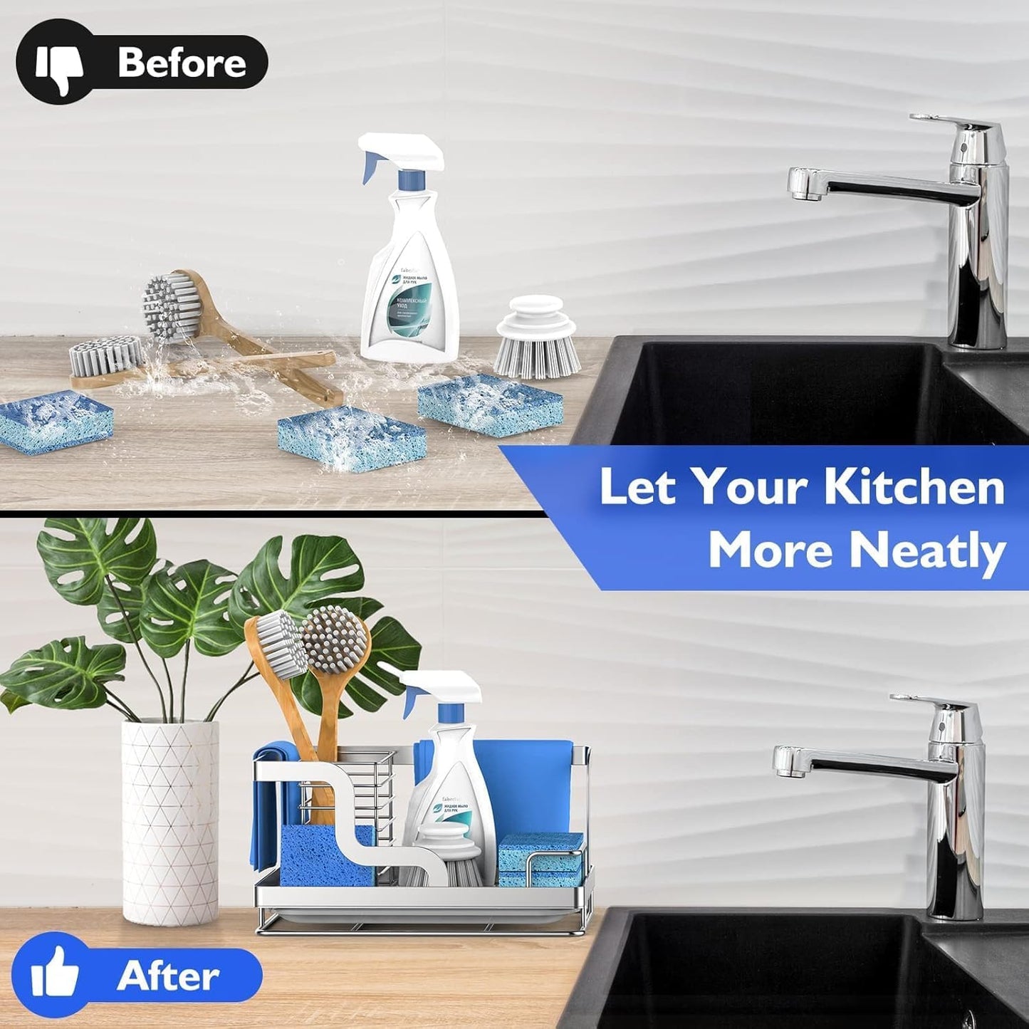 Sink Caddy, Kitchen Sink Organizer Sponge Holder
