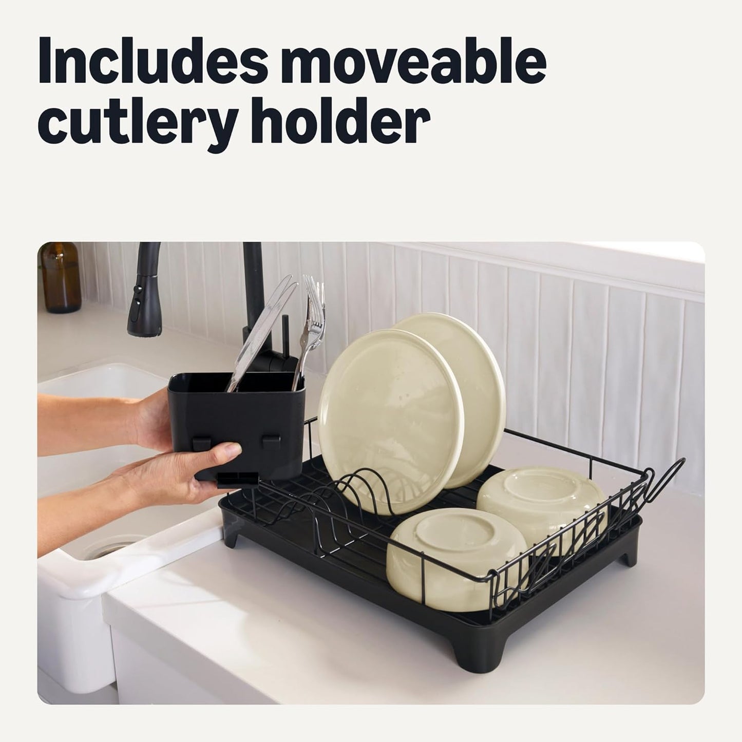 Stainless Steel Dish Drying Rack, 15.2 x 11.6 x 4 in., Black