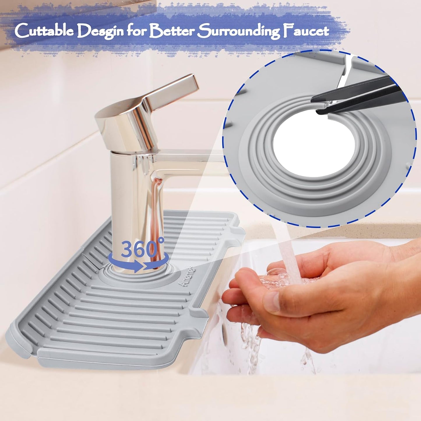 Kitchen Sink Splash Guard, Silicone Faucet Guard & Draining Mat
