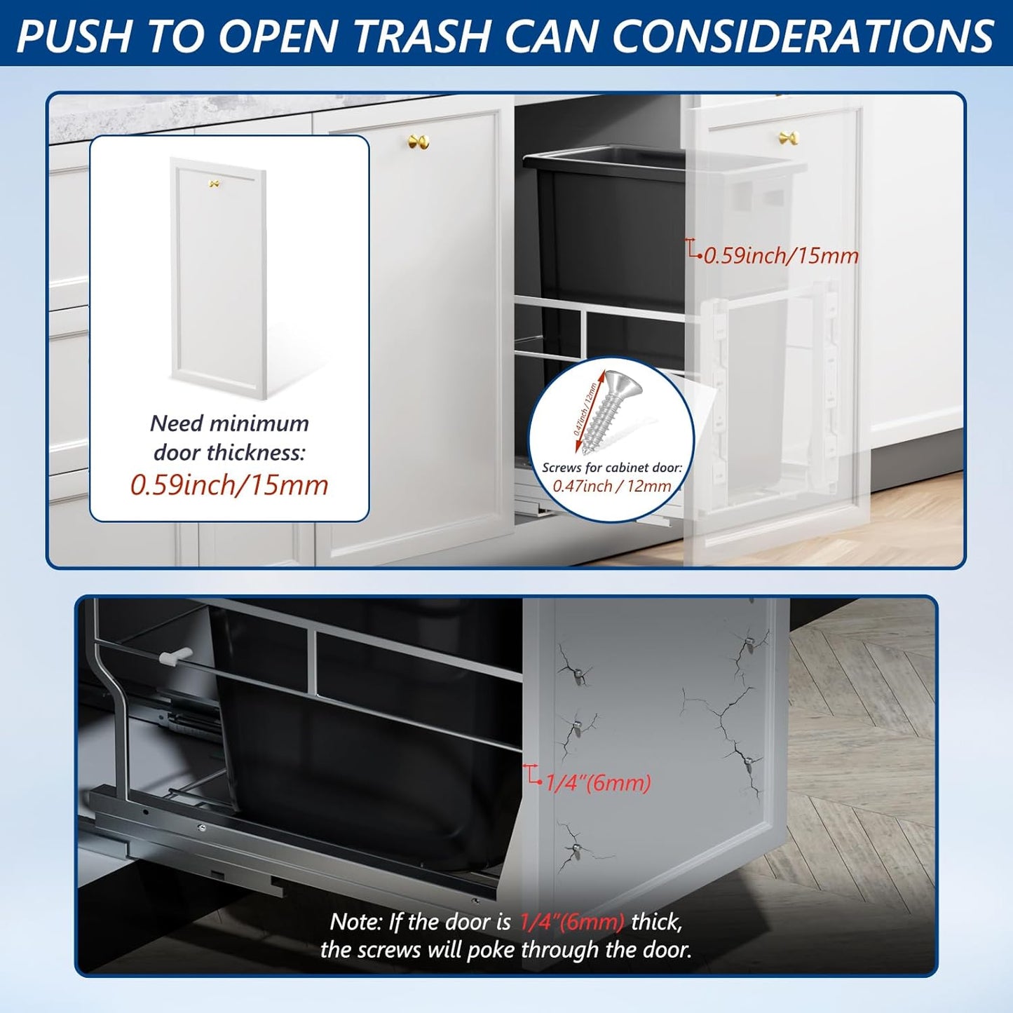 Pull Out Trash Can Under Cabinet with Soft-Close Slides