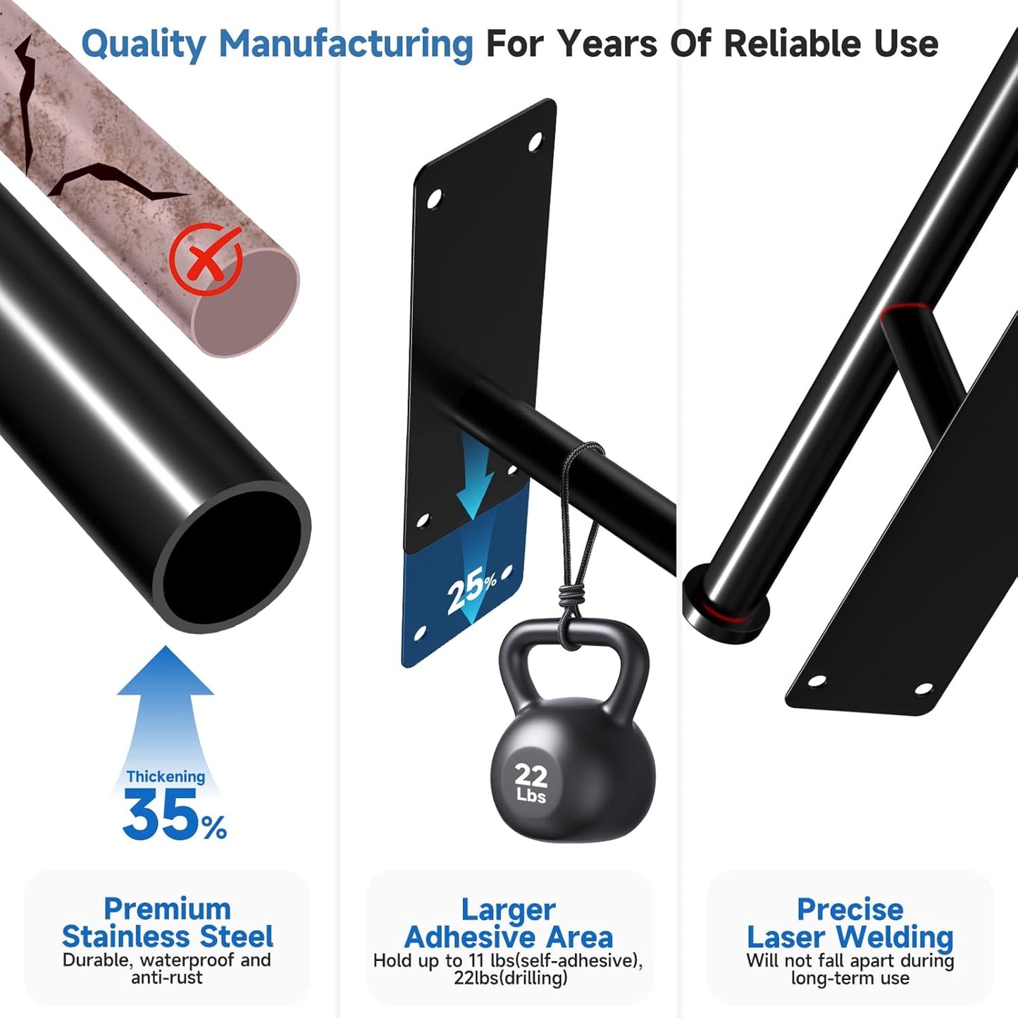 Dual-End Paper Towel Holder Under Cabinet | 4.7in Extended Arm & 5 S-Hooks, Adhesive/Screw Mount