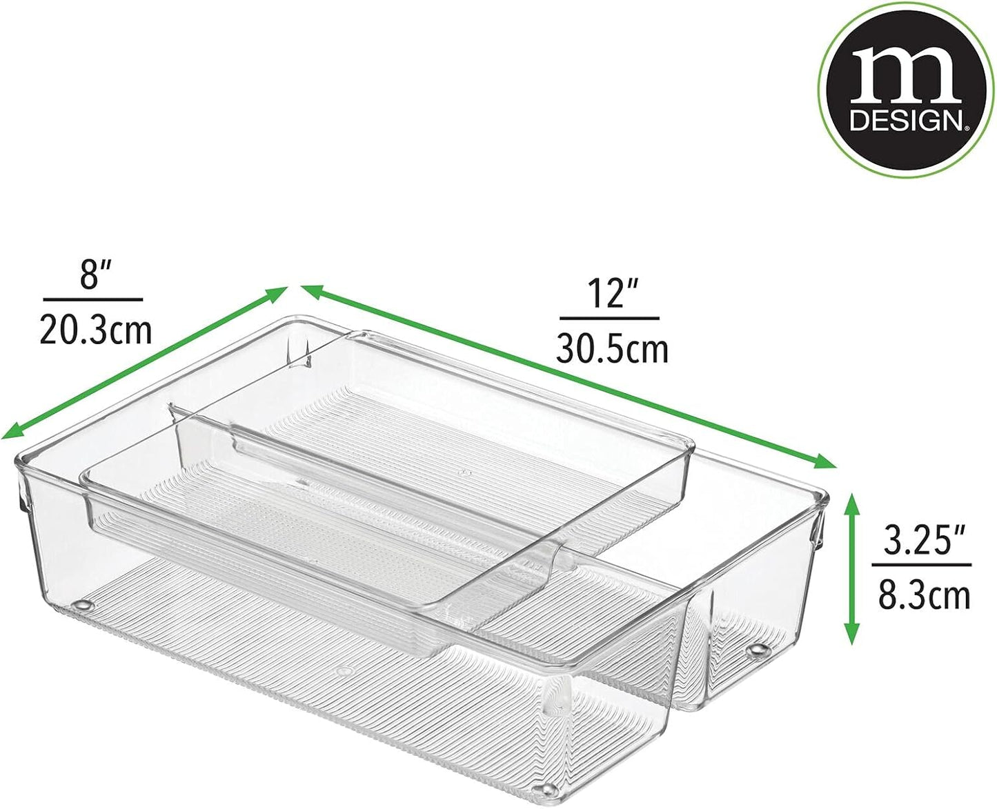 Plastic Stackable Kitchen Storage Drawer Organizer Bin with 2-Tier Tray for Cabinet, Pantry