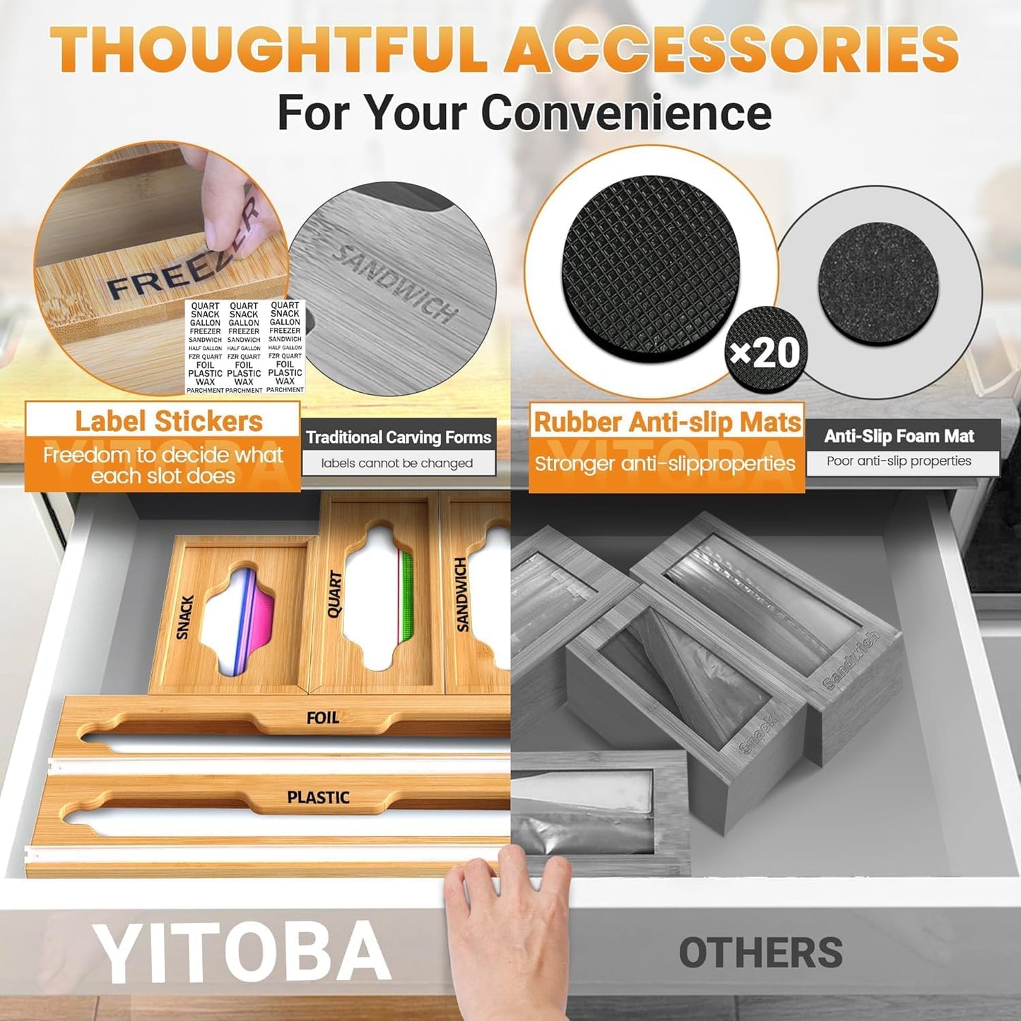 6 In 1 Bag Storage Organizer with Foil and Plastic Wrap Organizer