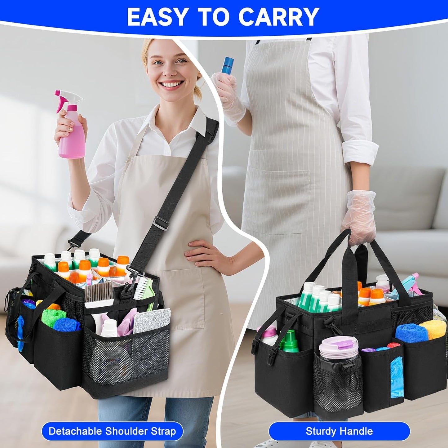 Cleaning Caddy Bag, Cleaning Supplies Organizer for Housekeepers