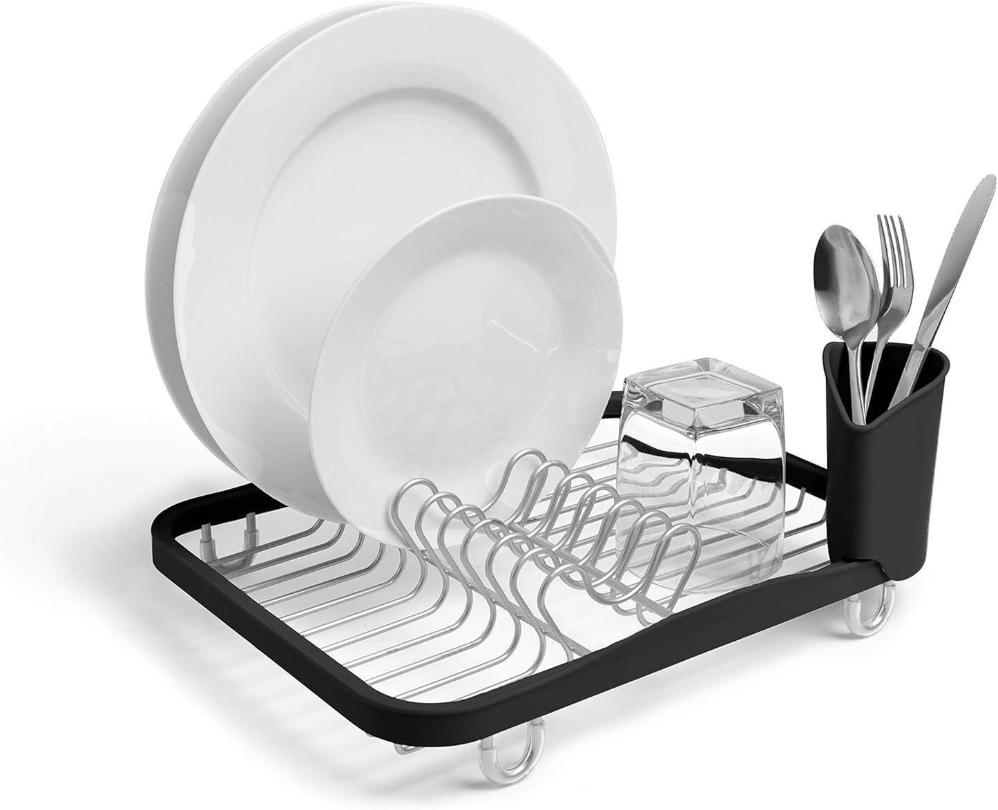 Sinkin Dish Drying Rack – Drainer Caddy with Removable Cutlery Holder – Use in Sink or On Counter