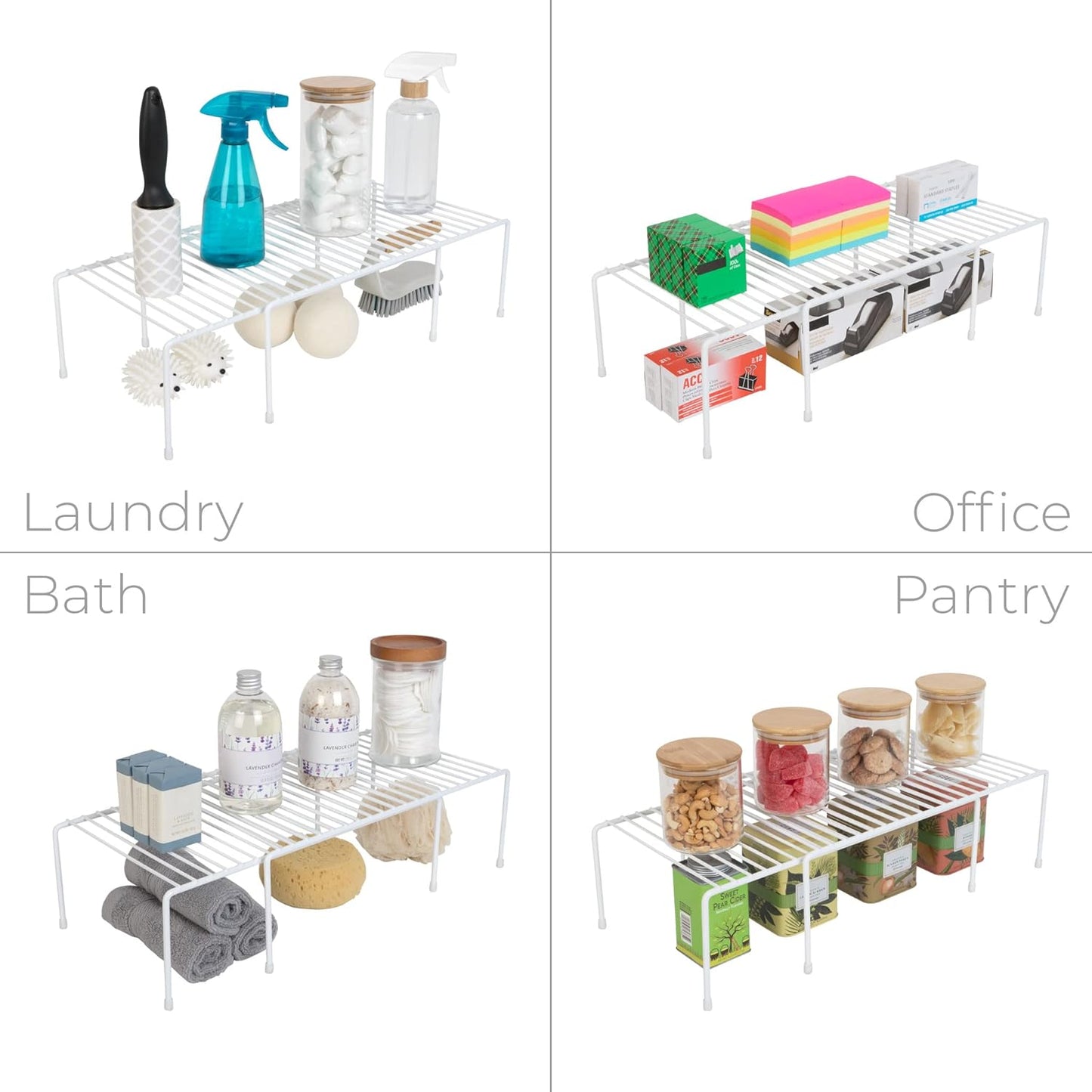 Kitchen Storage Expandable Shelf Rack w/ Scratch Resistant Feet - Steel - Rust Resistant Finish