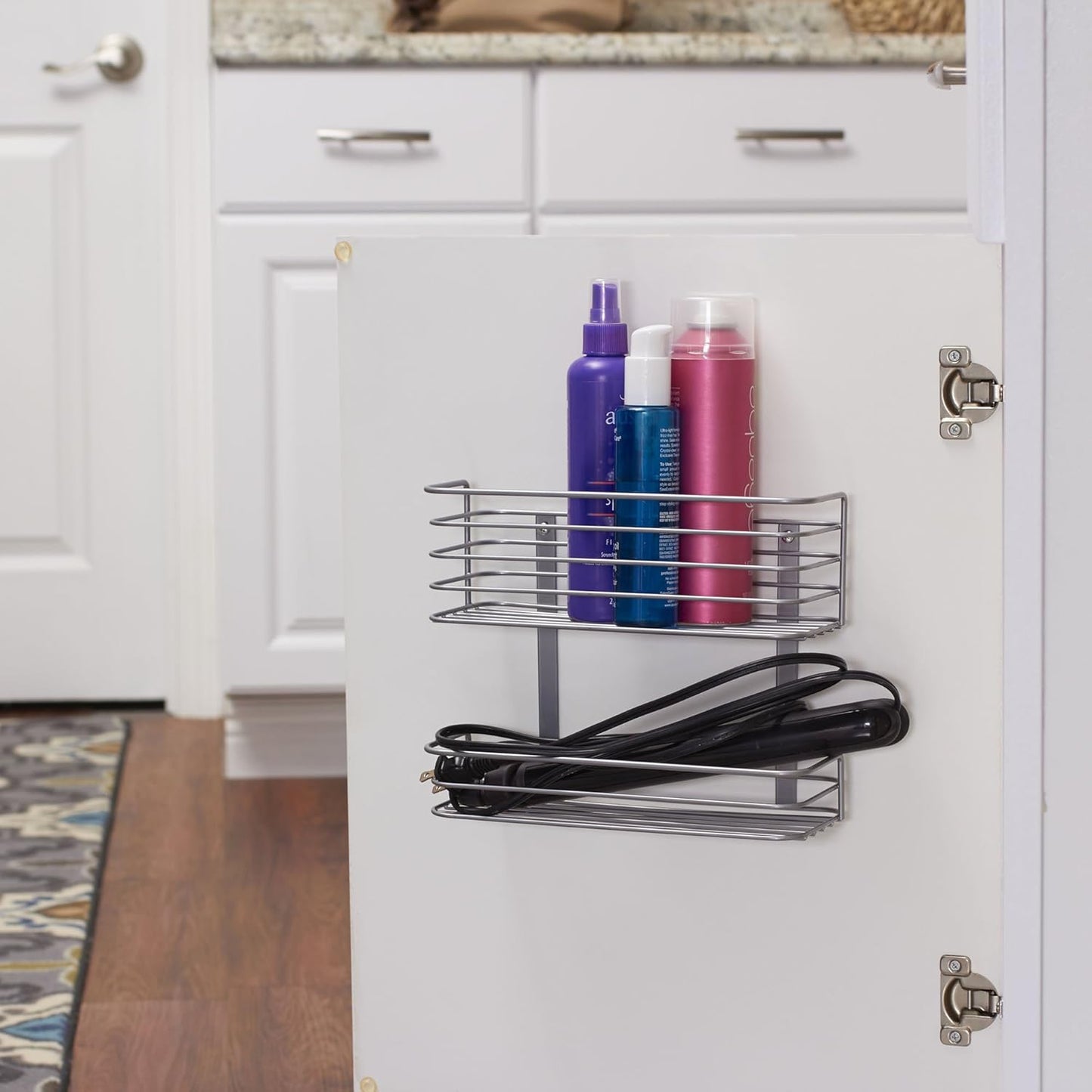 1228-1 Double Basket Door Mount Cabinet Organizer | Mounts to Solid Cabinet Doors or Wall