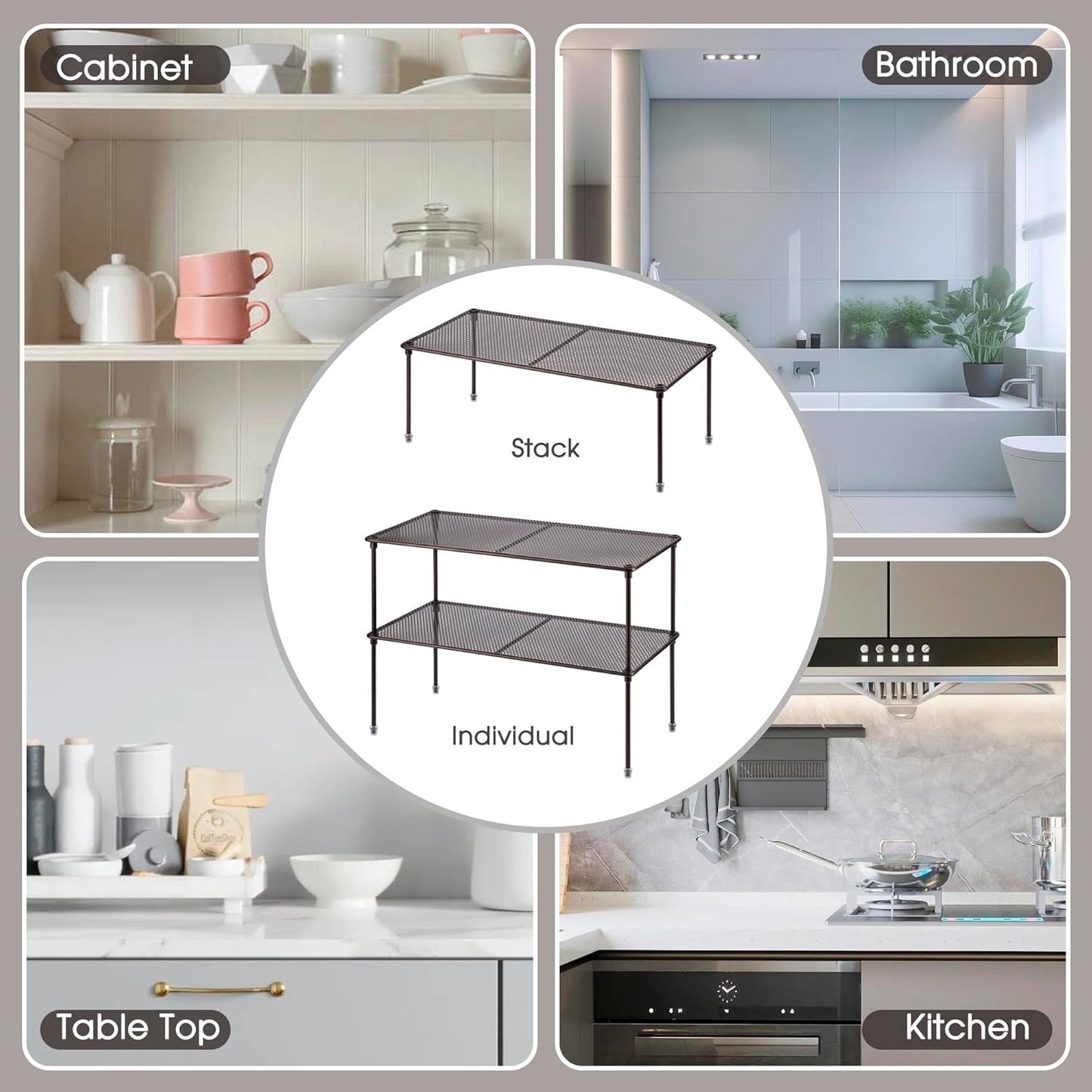 2-Pack Kitchen Cupboard Shelf Organizer for Cabinet