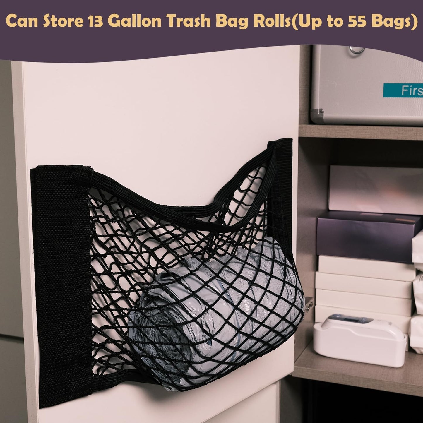 Extra Large Trash Bag Holder Mesh Storage Net Grocery Bag Organizer Dispenser for Aluminum Foil