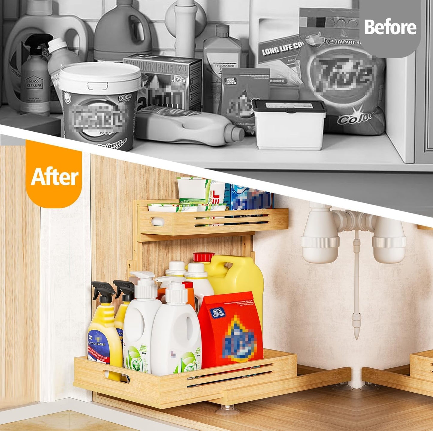 Under Sink Organizer, Pull Out Cabinet Organizer