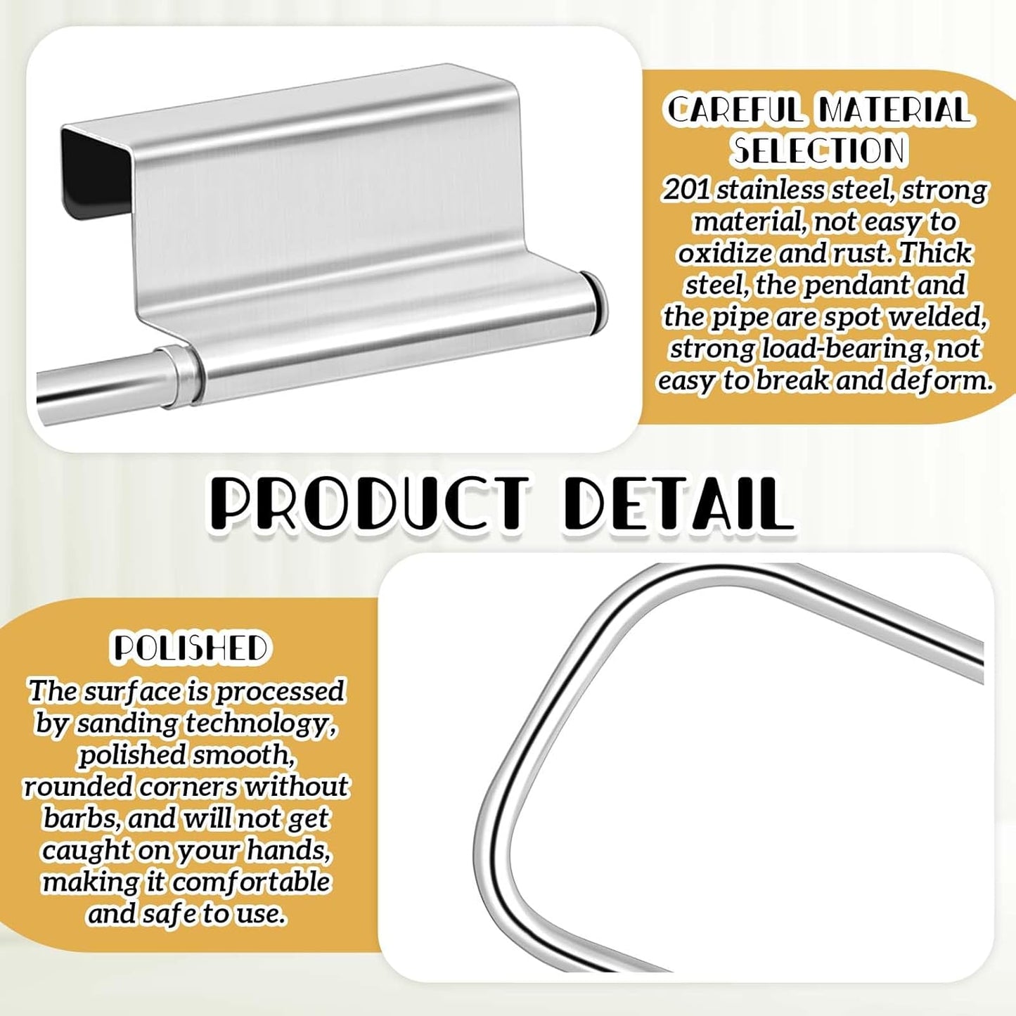 12.4 Inches Cabinet Door Paper Towel Holder Camper Under Sink No Drilling Paper Towel Storage and Dispenser for RV Kitchen Bathroom Laundry Room, Stainless Steel(Silver,1 Pcs)