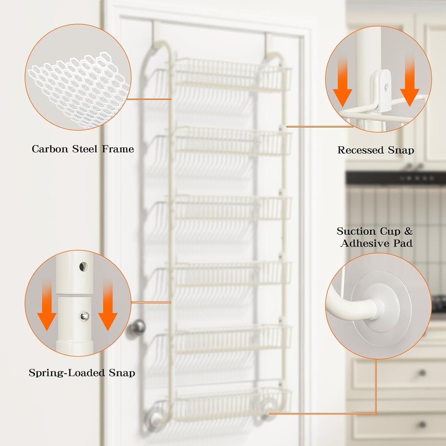 Over the Door Pantry Organizers and Storage, 6-Tier Spice Rack
