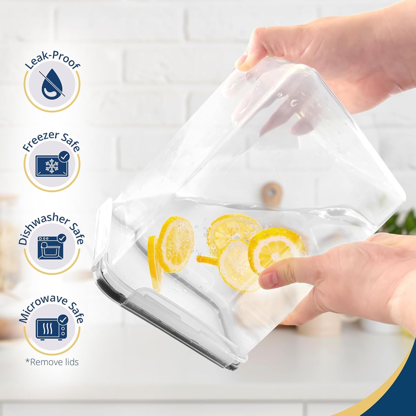 5.2L Airtight Food Storage Containers with Lids (4 Sets) | Kitchen Organizers and Storage Pantry Organizers | BPA Free Plastic Container Set w/ 4 Measuring Cups, Dough Scraper, 6 Labels, Pen