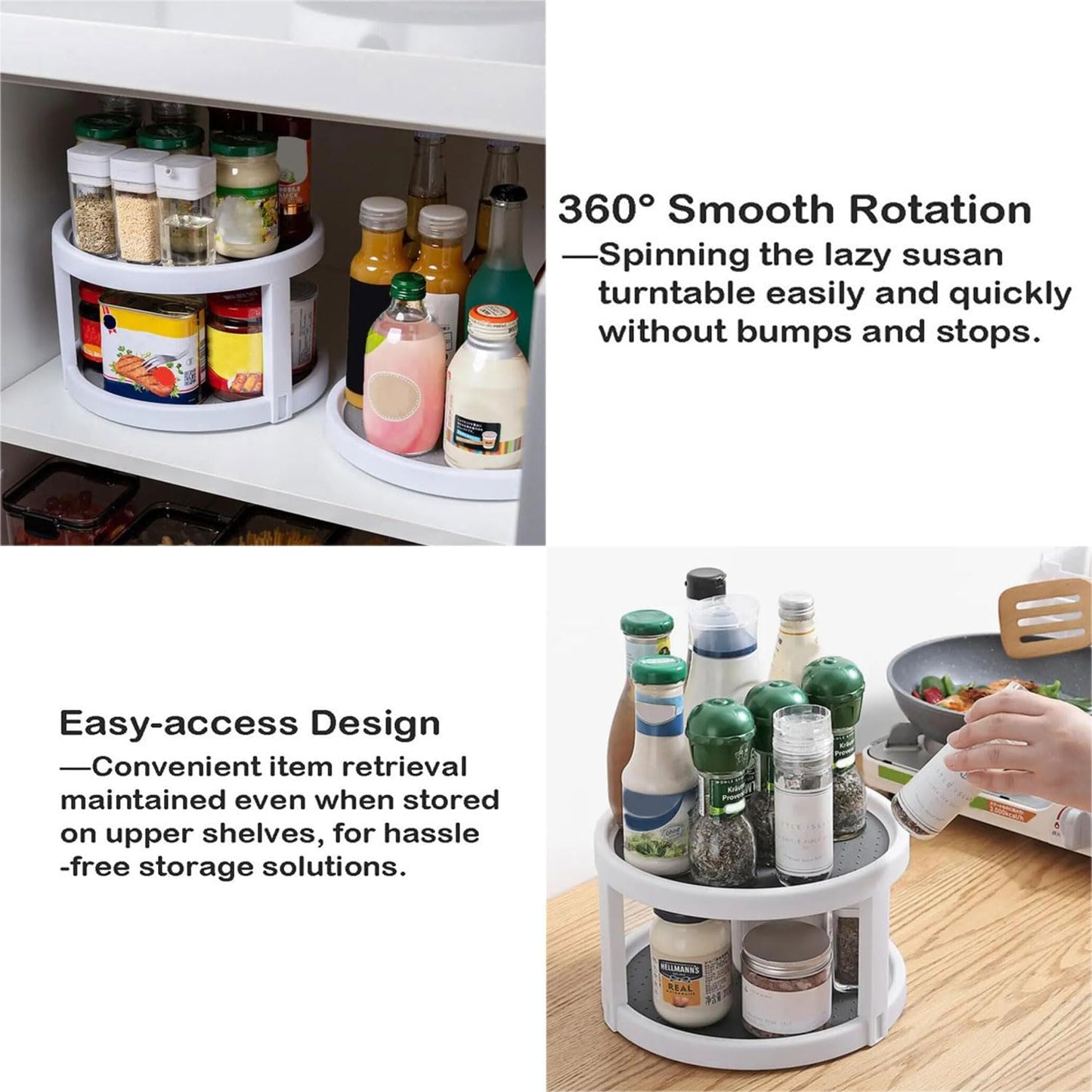 2 Tier Non Skid Spice Rack Turntable, 10 Inch Spinning Organizer, Non Skid Lazy Susan Turntable