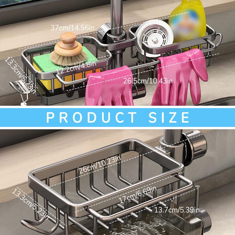 Sink organizer rack for kitchen and bathroom