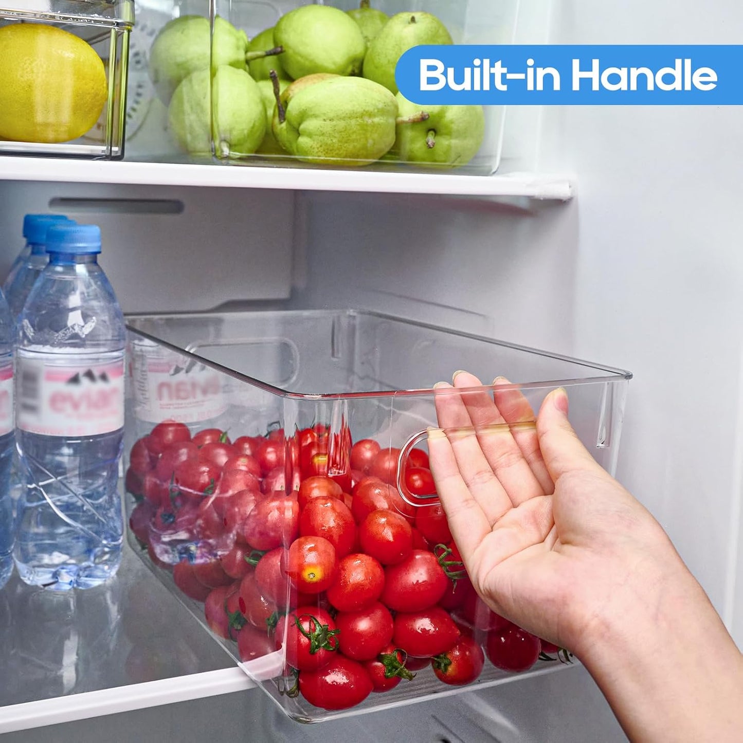 4 Pack Clear Plastic Storage Bins, Pantry Organizers and Storage with Handles