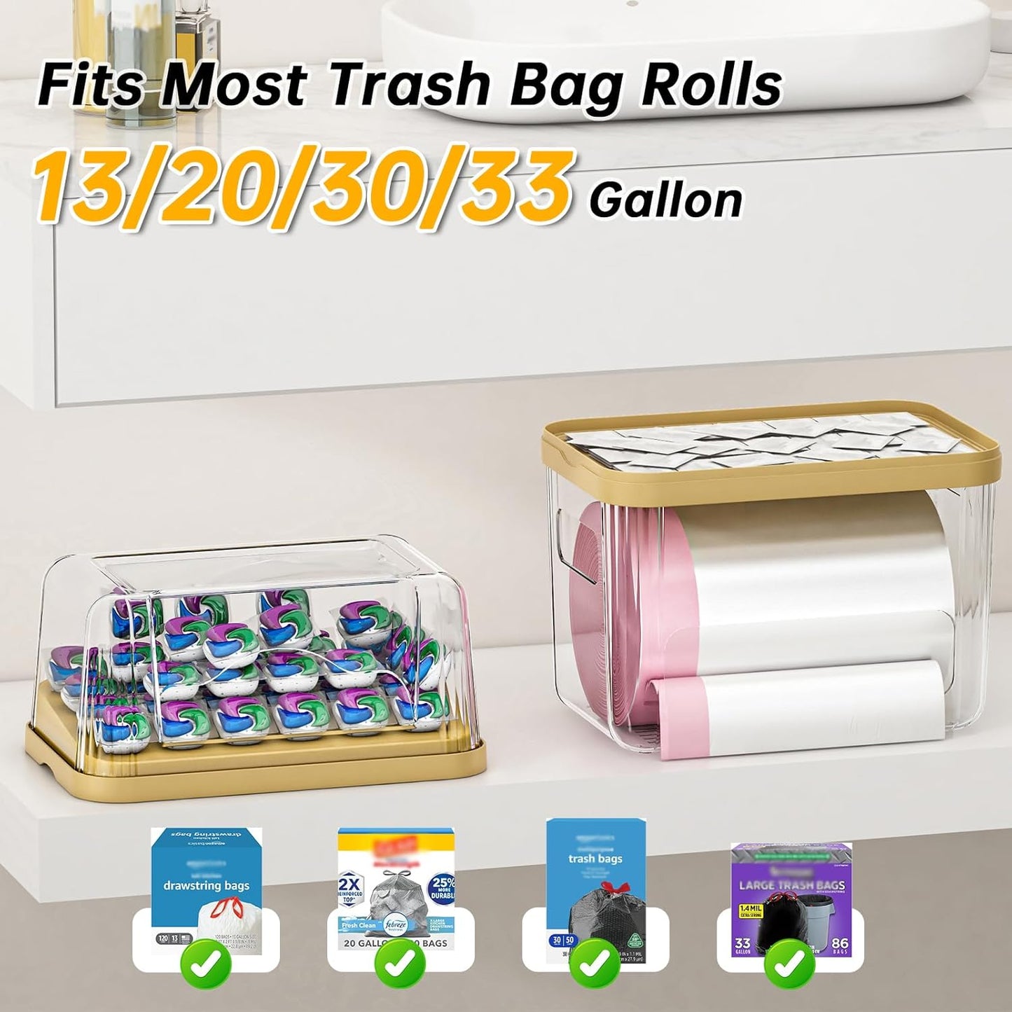 2-in-1 Trash Bag Dispenser & Laundry/Dishwasher Pods Container