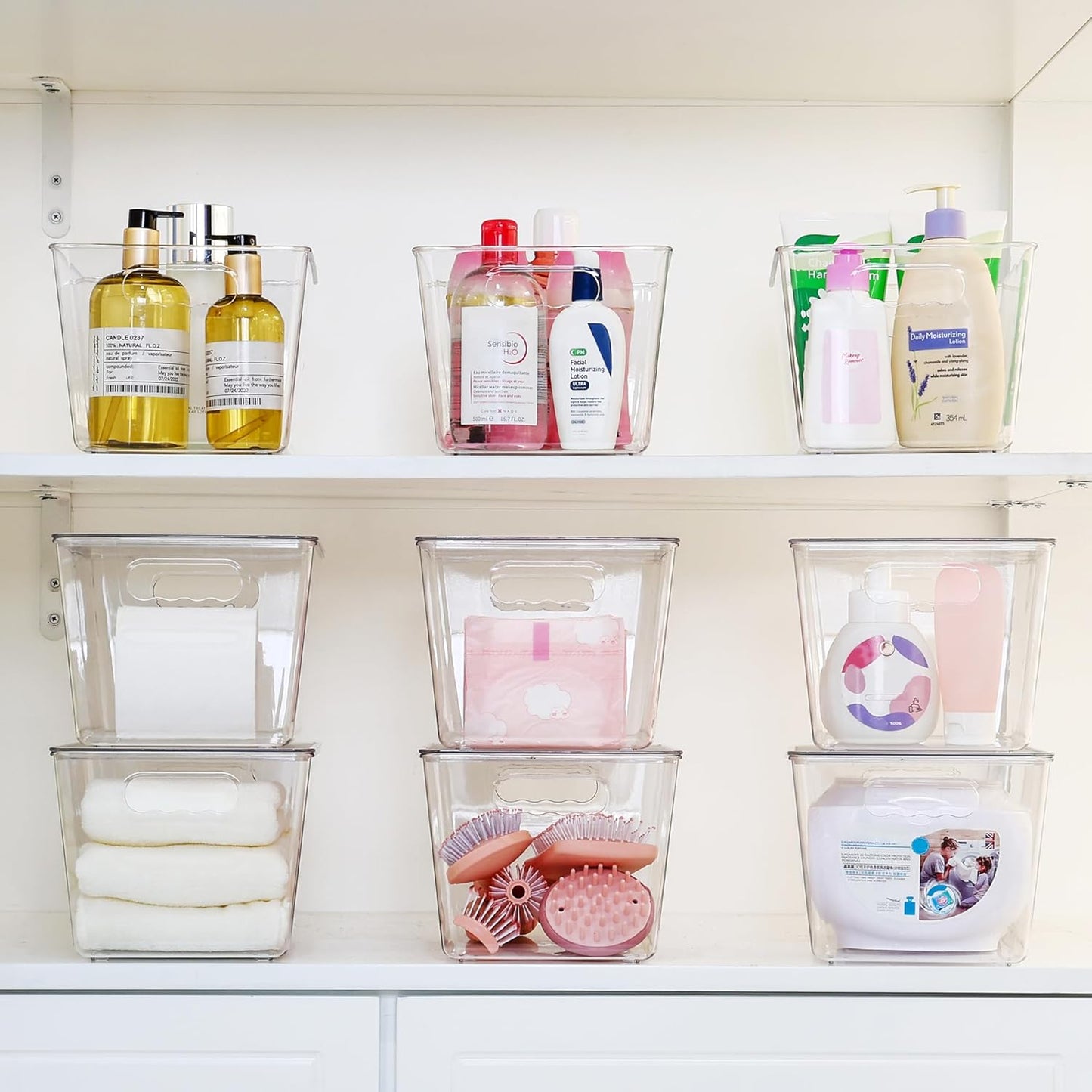6 Pack Clear Stackable Storage Bins with Lids