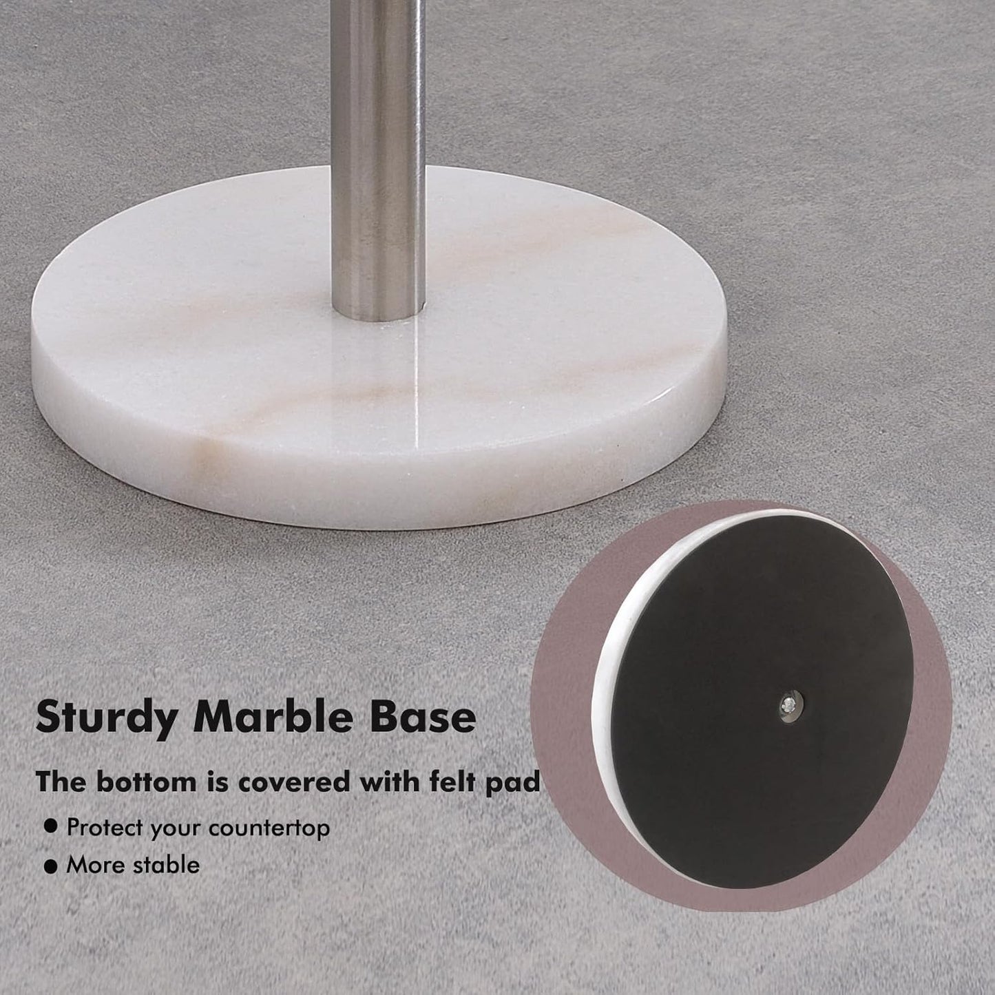 Paper Towel Holder Countertop with Heavy Marble Base