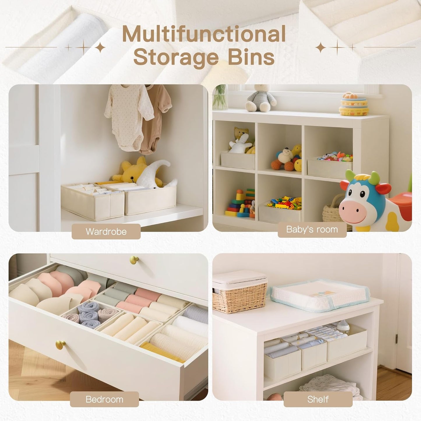 Drawer Organizer Clothes, 14 Pack Dresser Organizer for Baby Clothes, Underwear