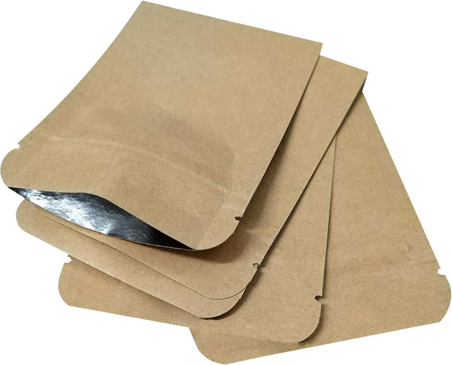 5.5mil Thickness Inner Mylar Foil Kraft Paper Resealable Bags Heat Seal Airtight Pouch for Food Self Selling Storage Supplies (50, 3.1x4.3 inch)