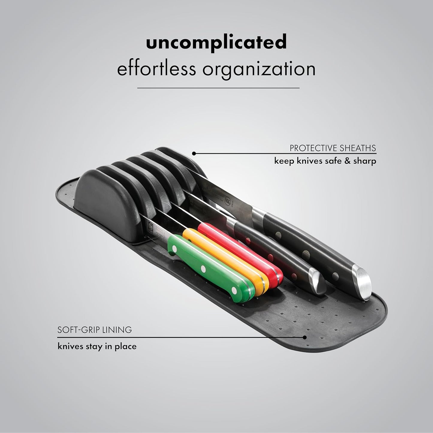 Knife Mat, Compact Soft-Grip Slot Organizer for 5 Knives