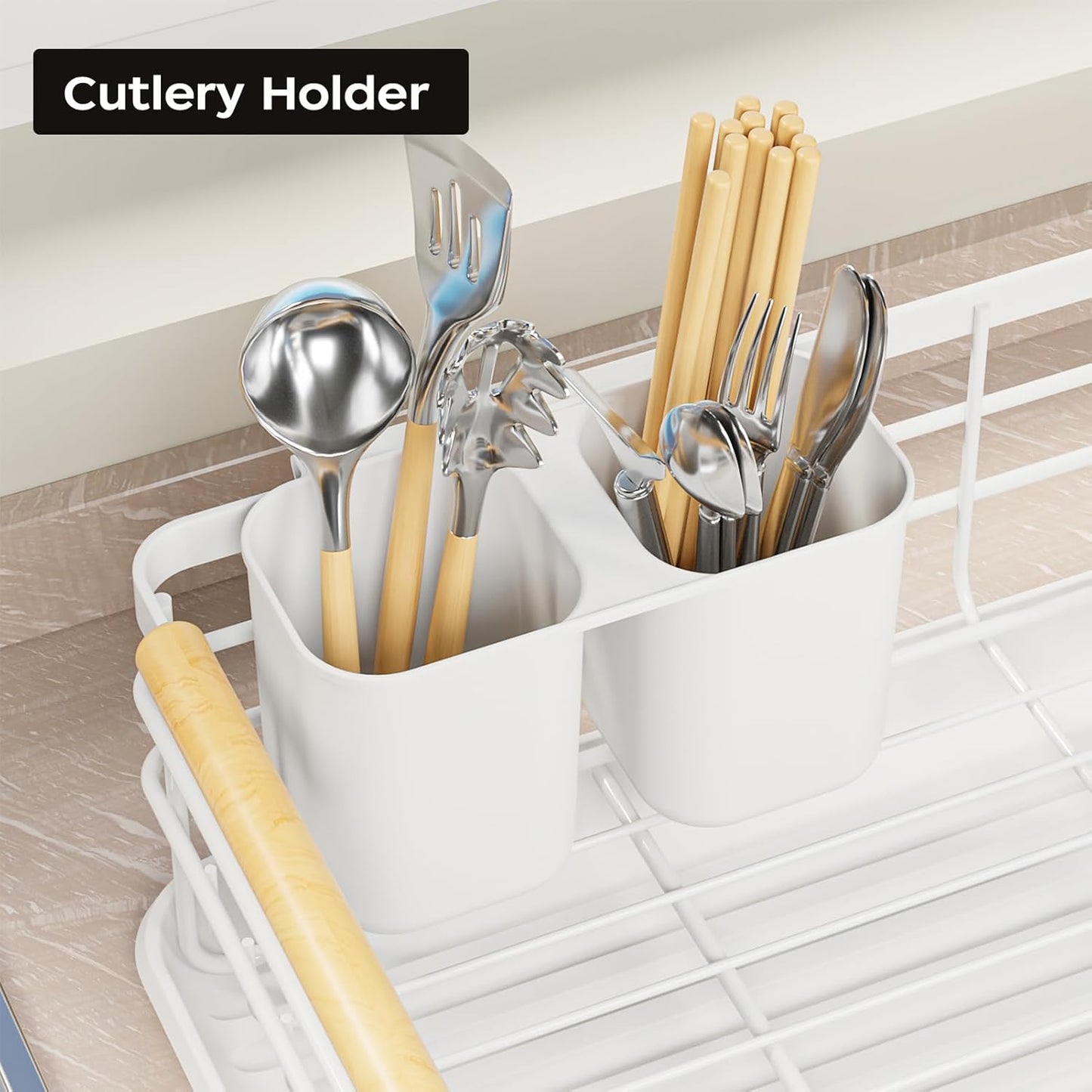 Dish Racks for Kitchen Counter: Wooden Handles, Thickened Metal