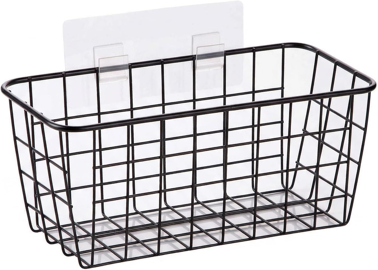 2 Set Adhesive Hanging Wall Basket Inside Cabinet Door Organizer,Wall Storage Basket-No Drilling Adhesive wall Basket for Cupboard Door,Space-Saving Small Hanging Baskets for Wall Mount Storage,Black