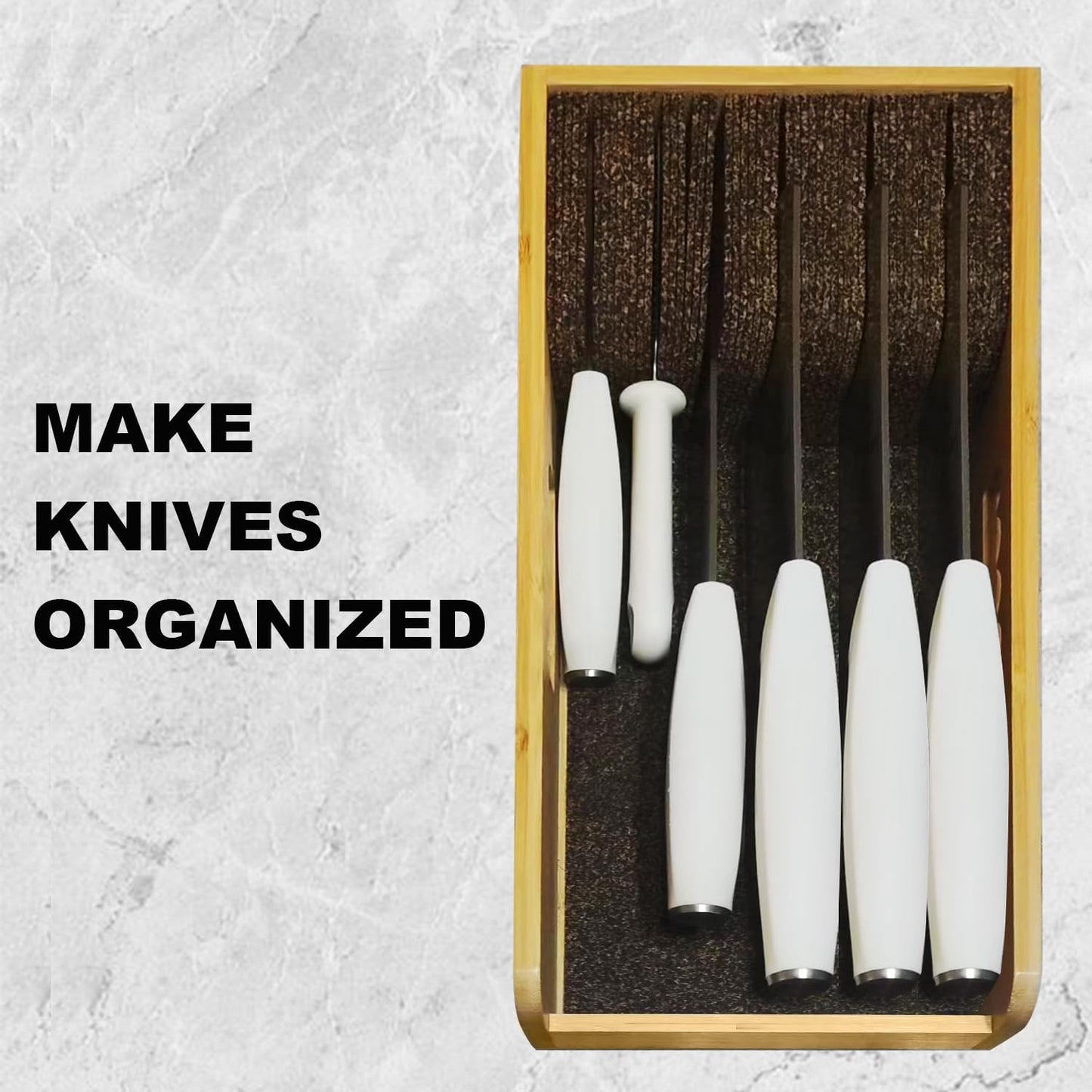 Knife Drawer Organizer Bamboo Insert Dock