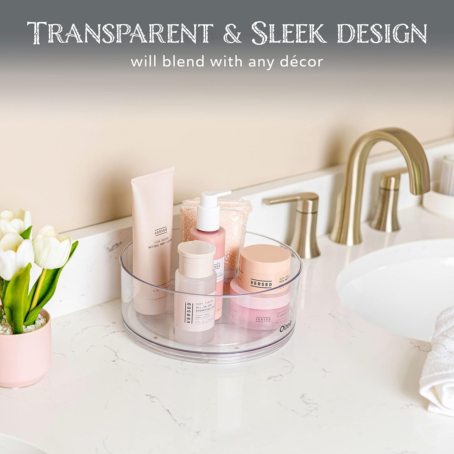 Lazy Susan Turntable (2-Pack) - Clear Acrylic, Rotates 360 Degrees, Easily Organize Your Fridge