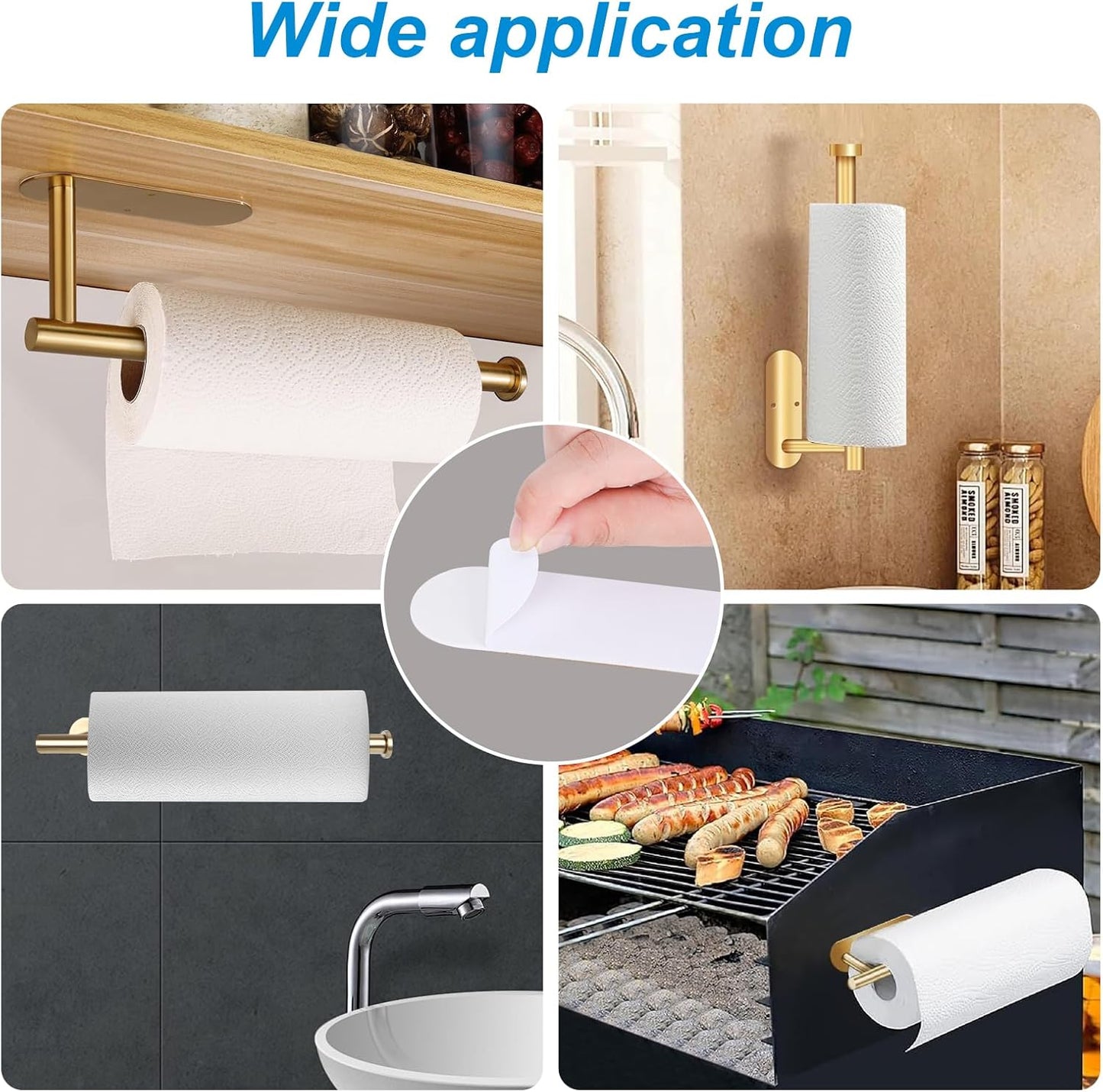 5-Pack Self-Adhesive Replacement Strips for Under-Cabinet Paper Towel Holders, 5.65 x 1.7 inches
