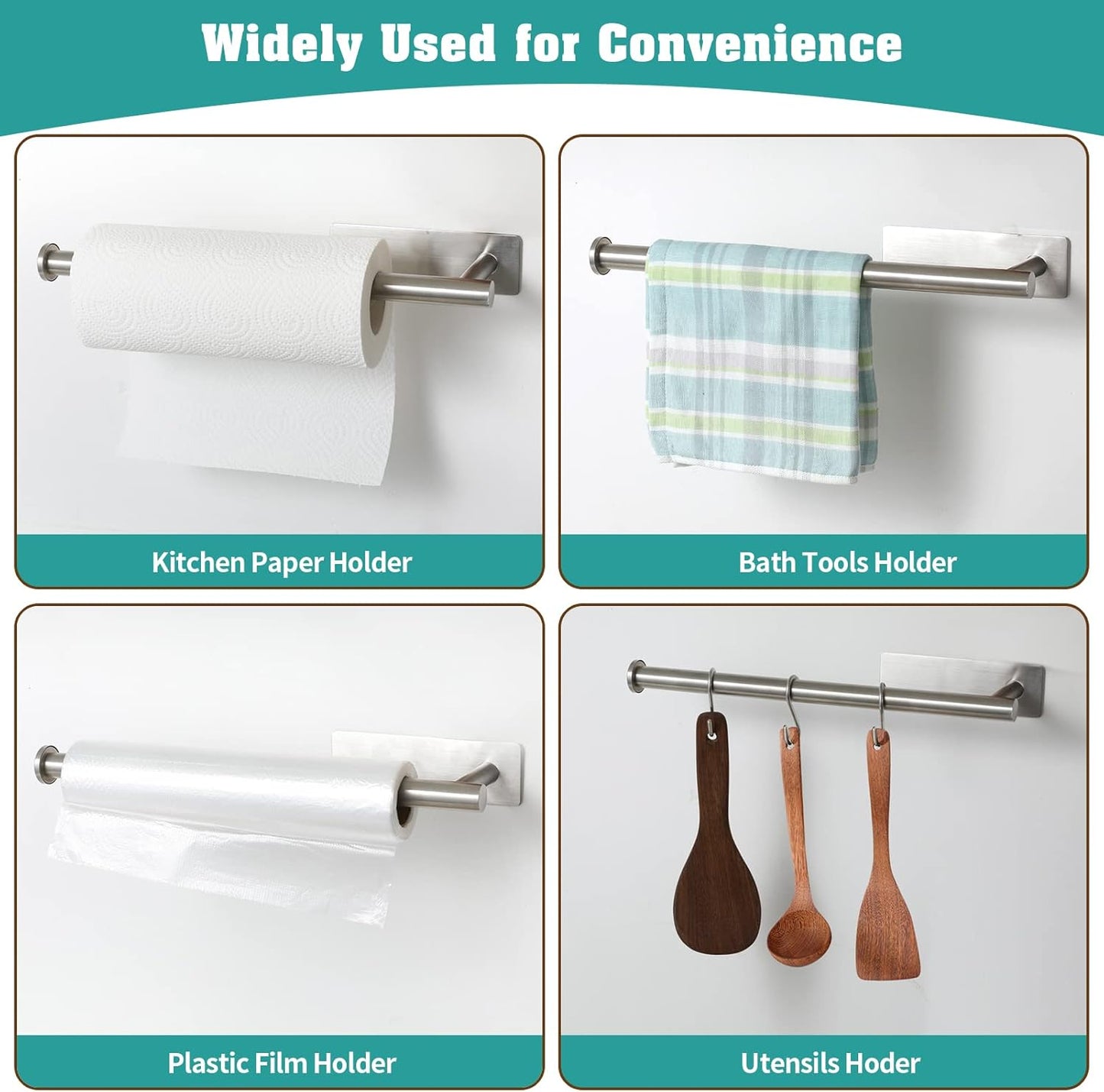Under Cabinet Paper Towel Holder for Kitchen, Adhesive Paper Towel Roll Rack for Bathroom Towel