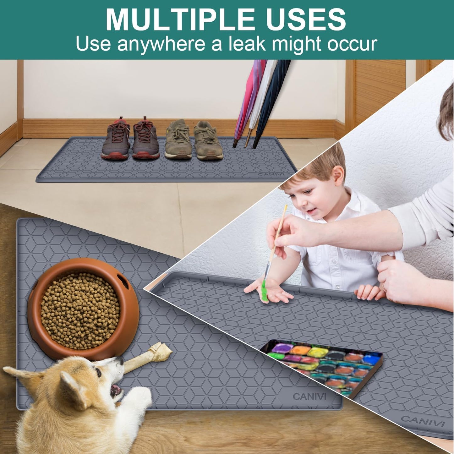 Under Sink Mat, 34" x 22" Waterproof Silicone Under Sink Tray for Kitchen & Laundry Cabinets