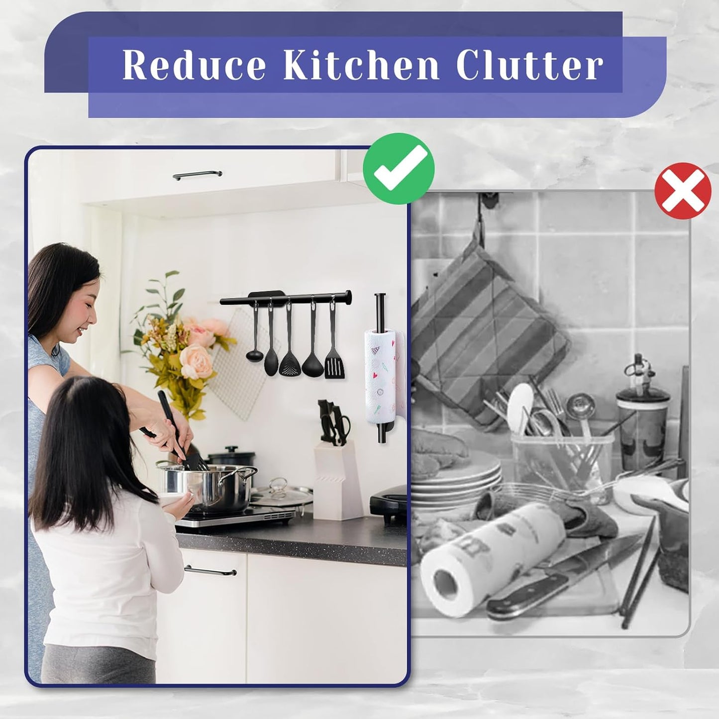 Paper Towel Holder, Self Adhesive or Drilling Paper Towel Holder Under Cabinet