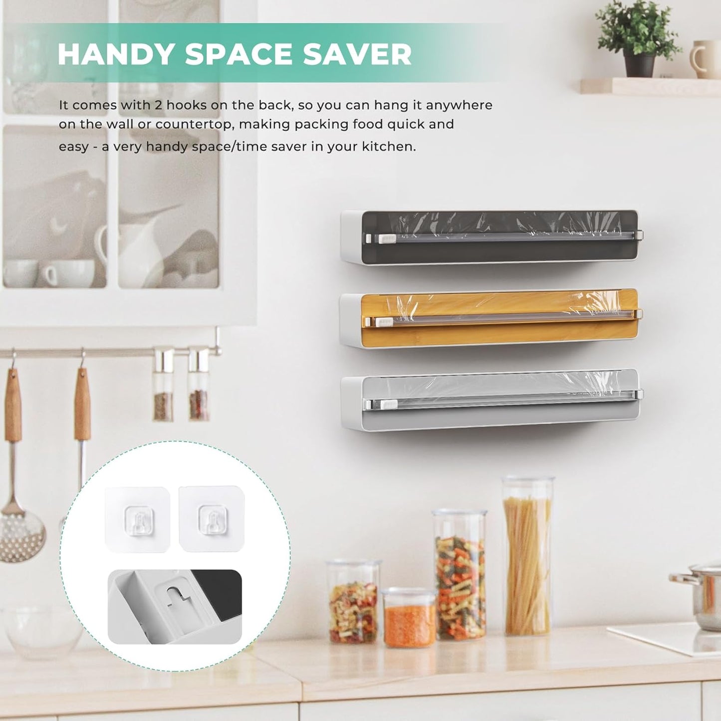 Magnetic Plastic Wrap Dispenser with Cutter