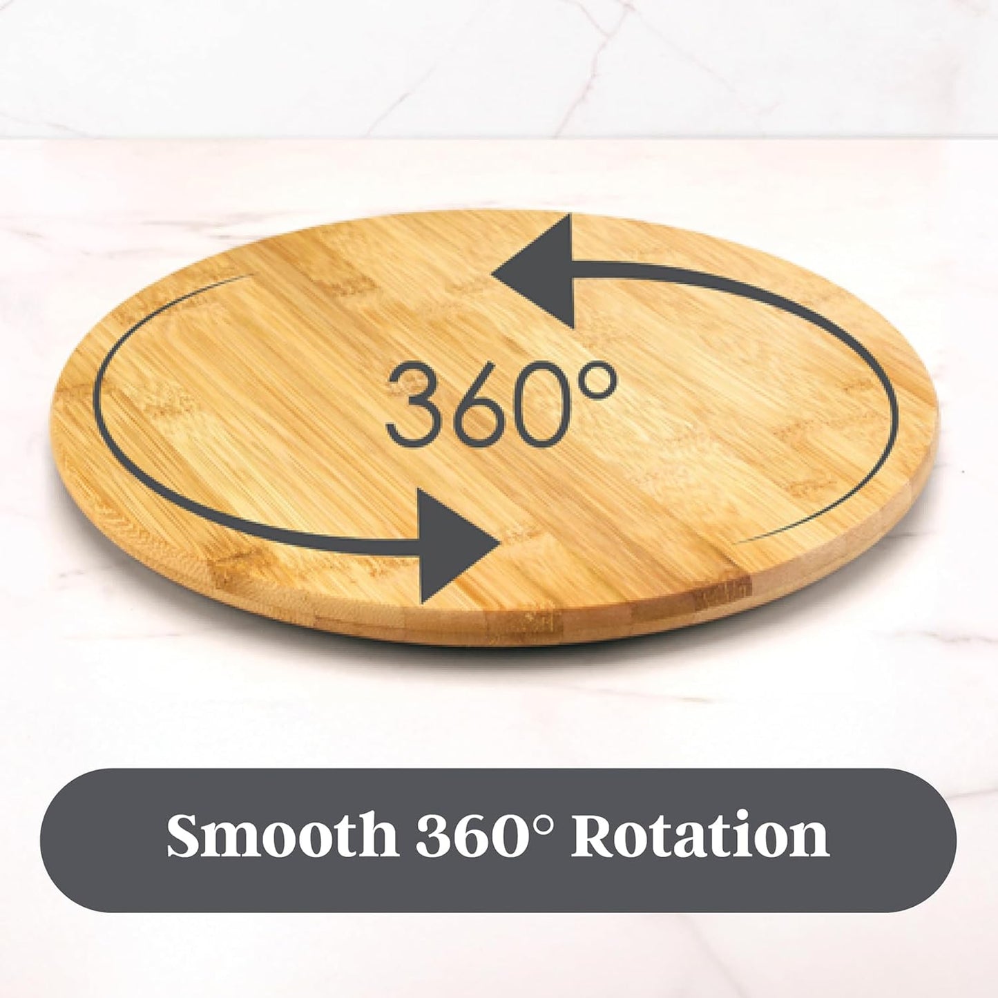 Lazy Susan Organizer for Cabinet, Pantry or Tabletop – 14" Bamboo Turntable for Kitchen