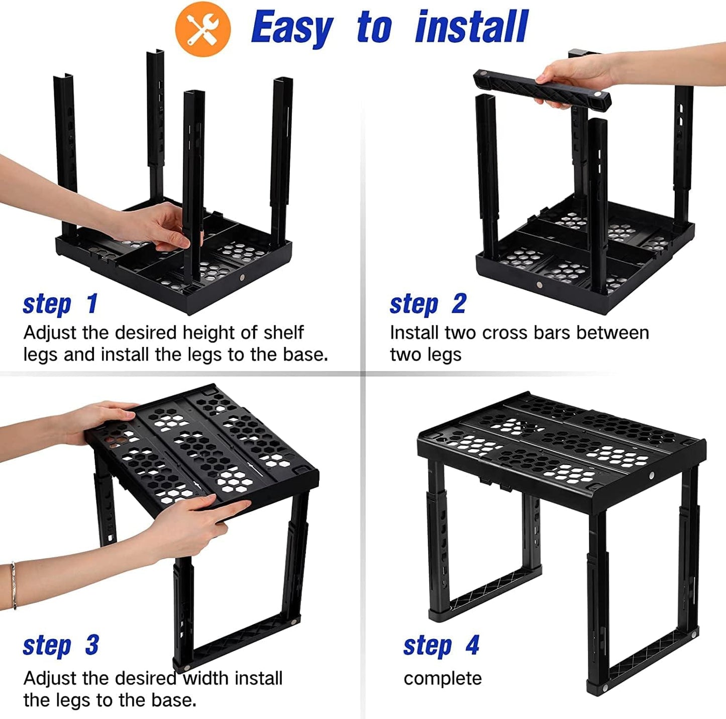 Locker Organizer Shelf, Adjustable Width and Height, Stackable, Ideal Locker Shelf for School