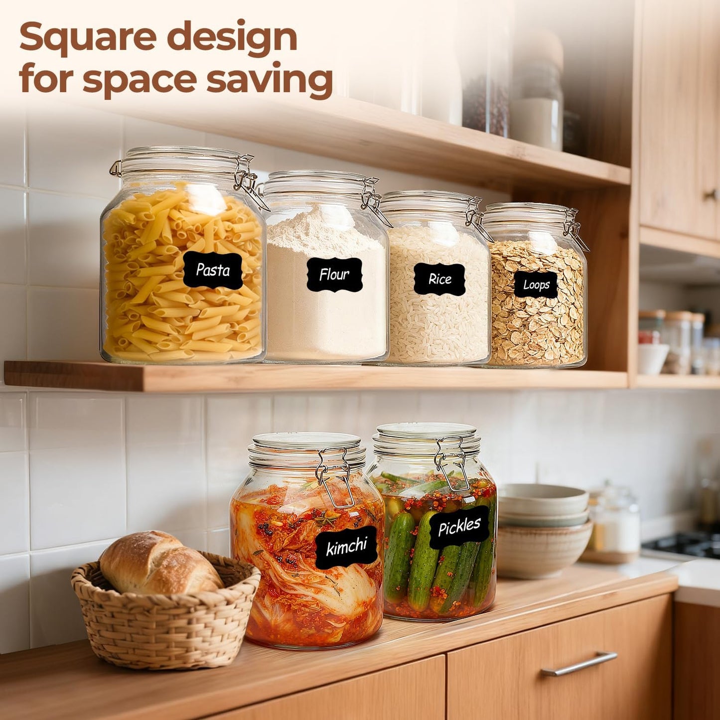 2 Pack 0.7 Gallon (88 Oz) Large Glass Jars with Airtight Lids