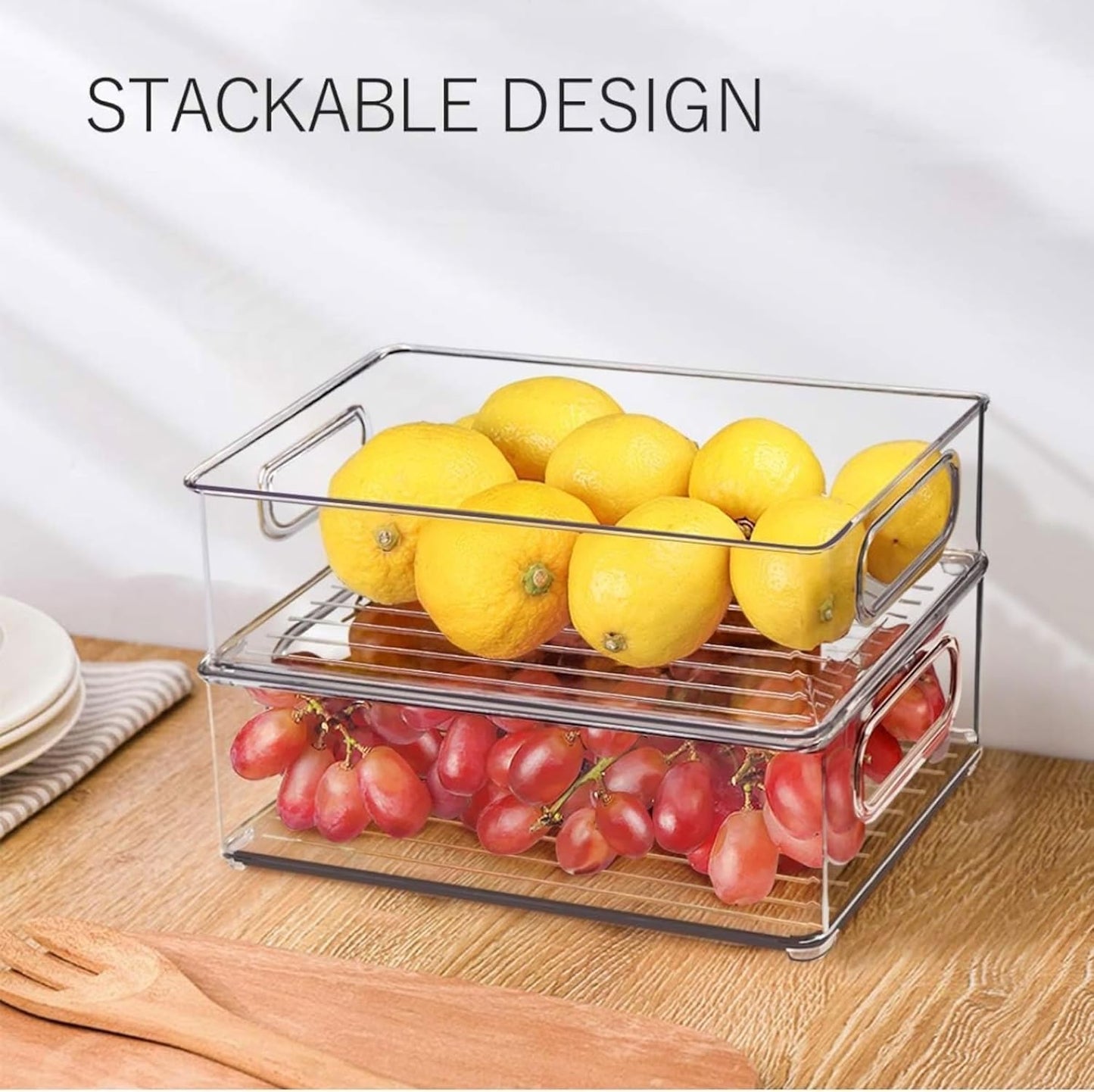 12 Pack Refrigerator Organizer Bins, 3 Sizes Stackable Clear Pantry Storage with Handles for Fridge, Freezer, Shelves, Drawer, Snack Organizer for Home & Kitchen