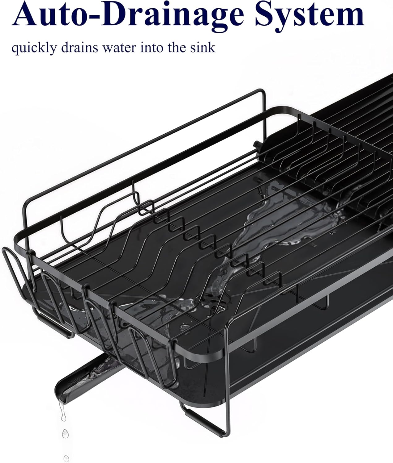 Large Dish Drying Rack - Extendable Dish Rack, Multifunctional Dish Rack for Kitchen Counter
