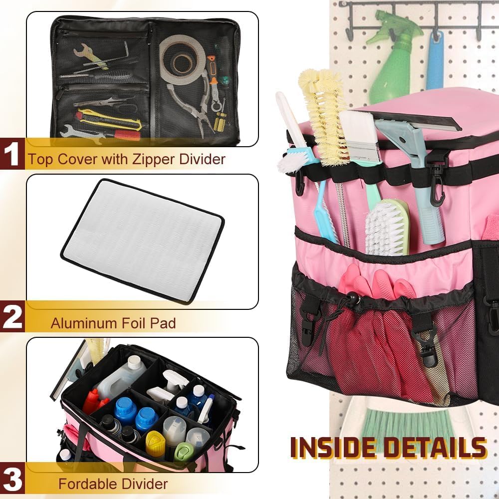 Rolling Cleaning Caddy, Cleaning Supplies Organizer with Cleaning Caddy Apron